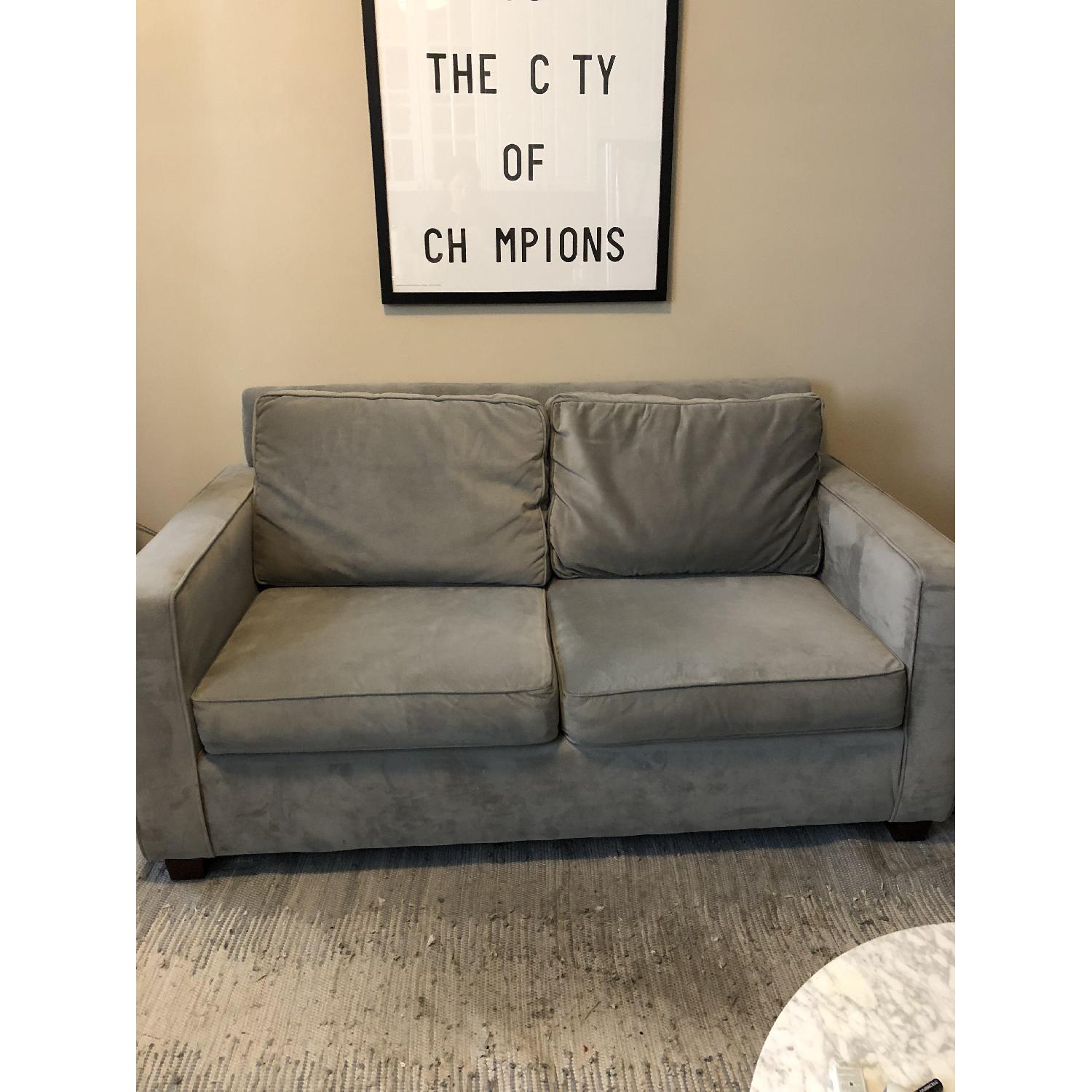 West Elm Henry Dove Grey Velvet Loveseat - image-1