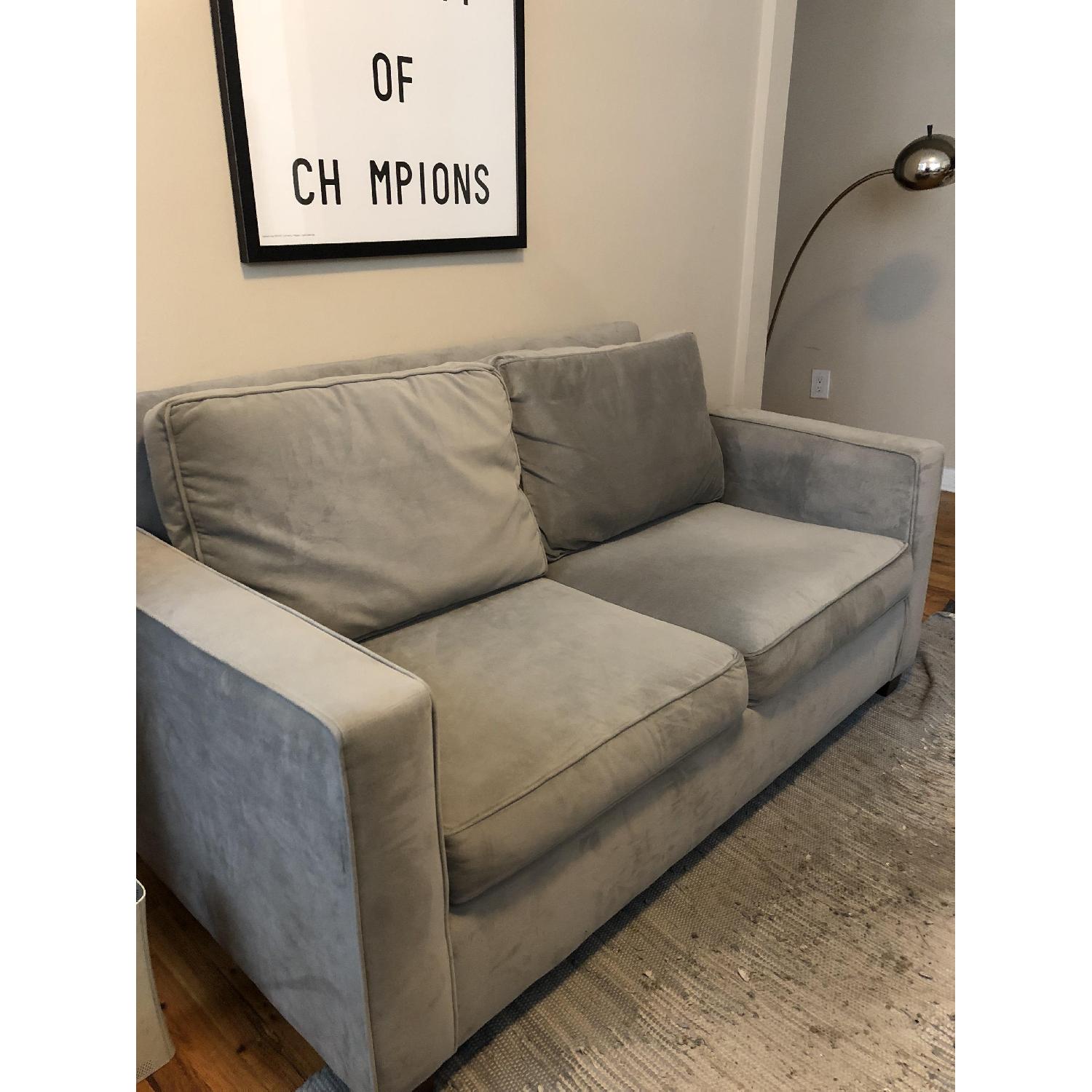West Elm Henry Dove Grey Velvet Loveseat - image-2