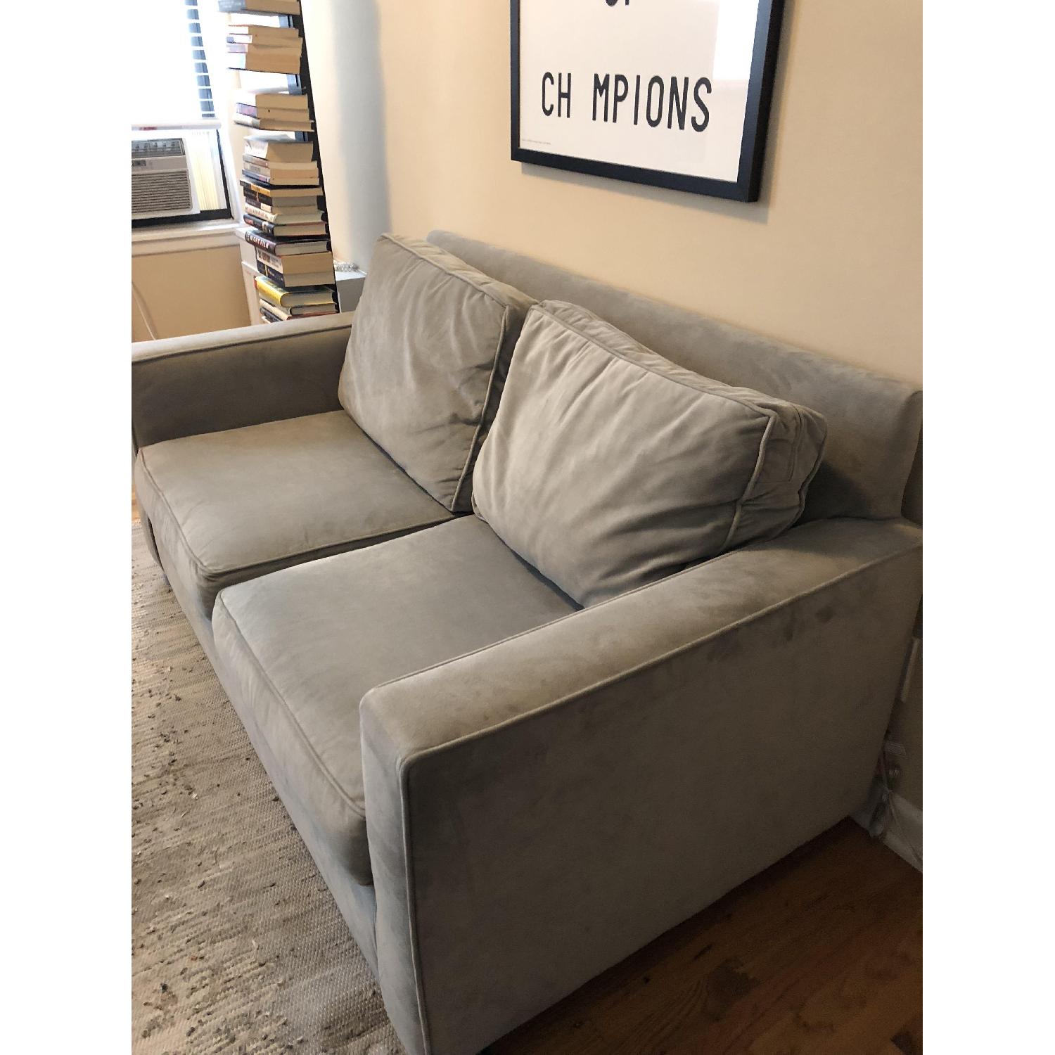 West Elm Henry Dove Grey Velvet Loveseat - image-4