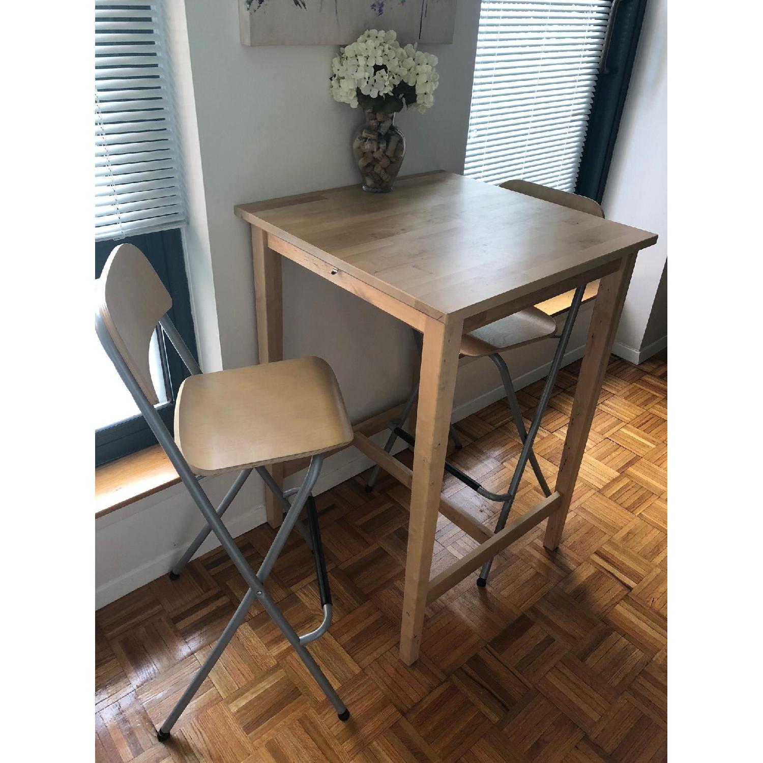 Ikea Bjorkudden Counter Height Table w/ 4 Franklin Stools - image-1