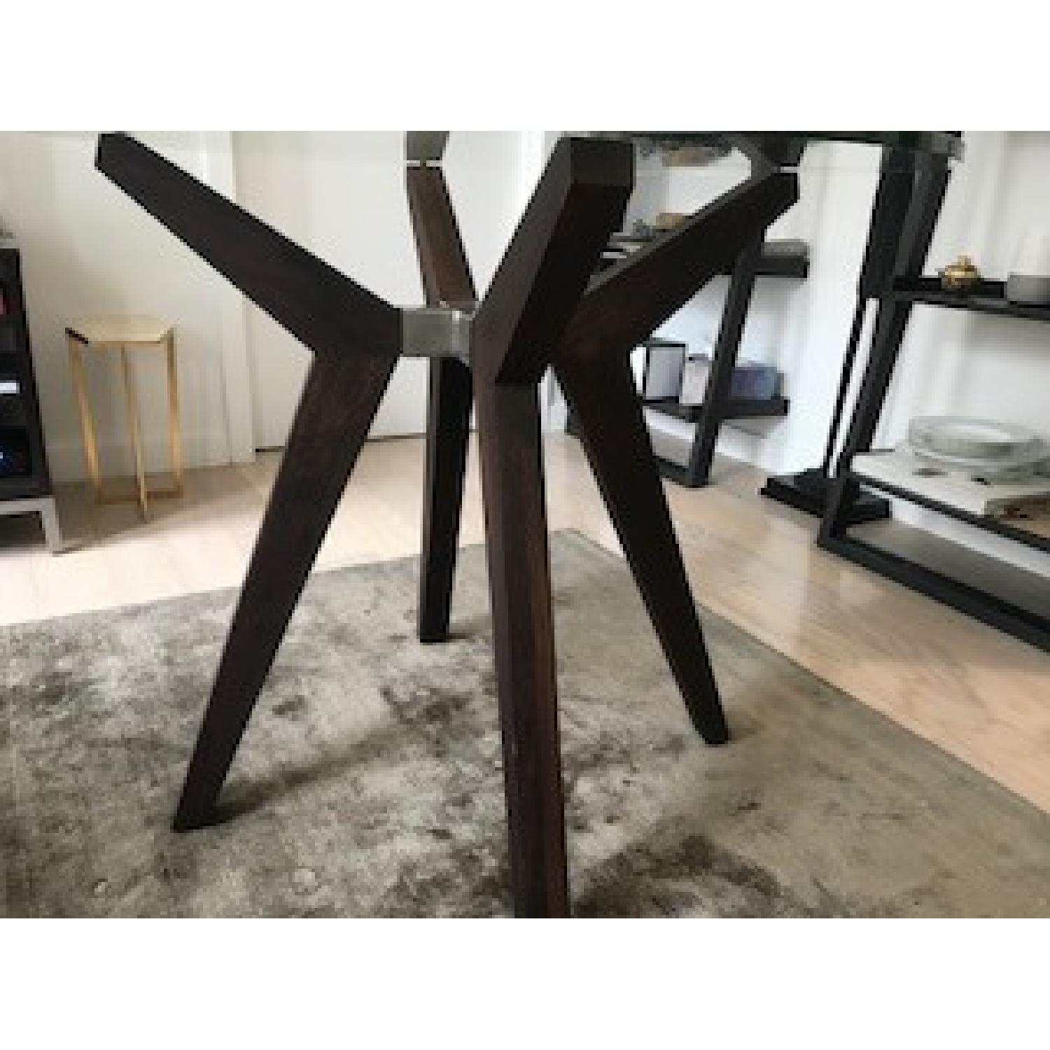 Crate & Barrel Strut Glass Top Round Table - image-3