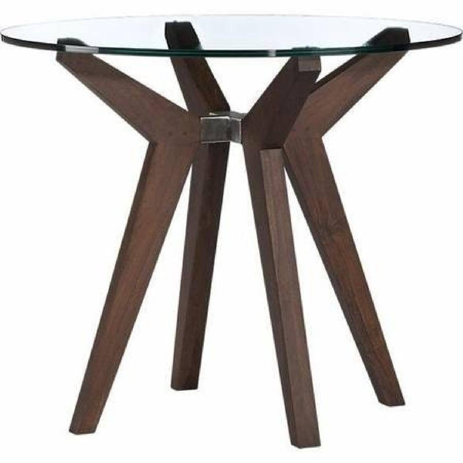Crate & Barrel Strut Glass Top Round Table - image-0