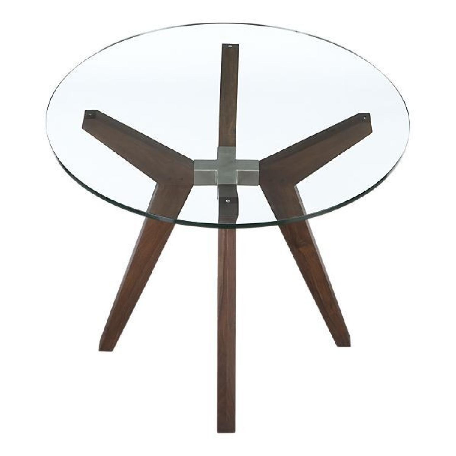 Crate & Barrel Strut Glass Top Round Table - image-4