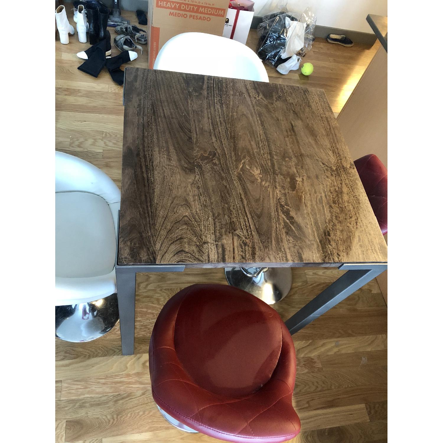 Adjustable Wine Red Leather Bar Stools - image-4