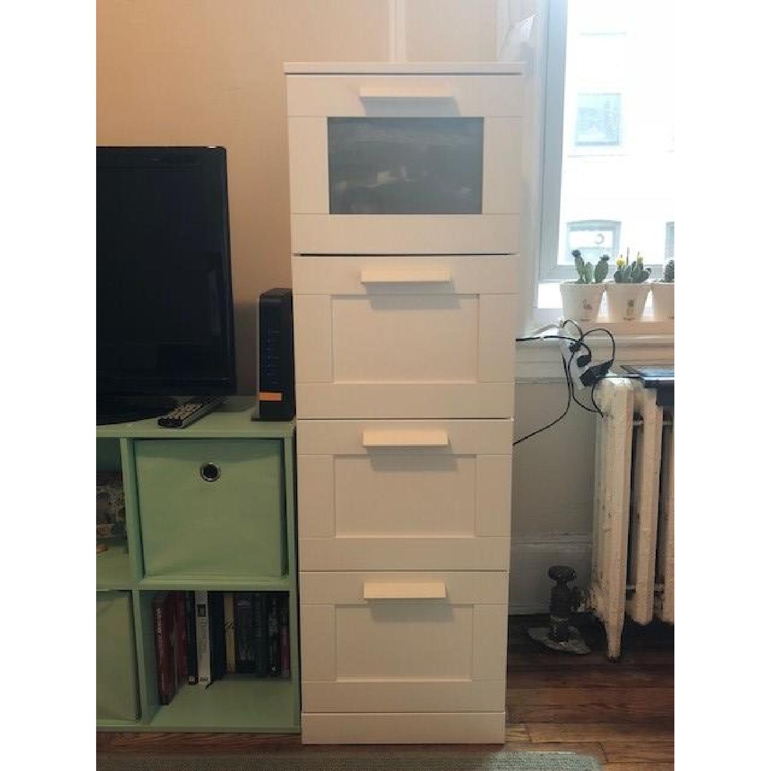 Ikea Brimnes 4-Drawer Chest in White Frosted Glass - image-1