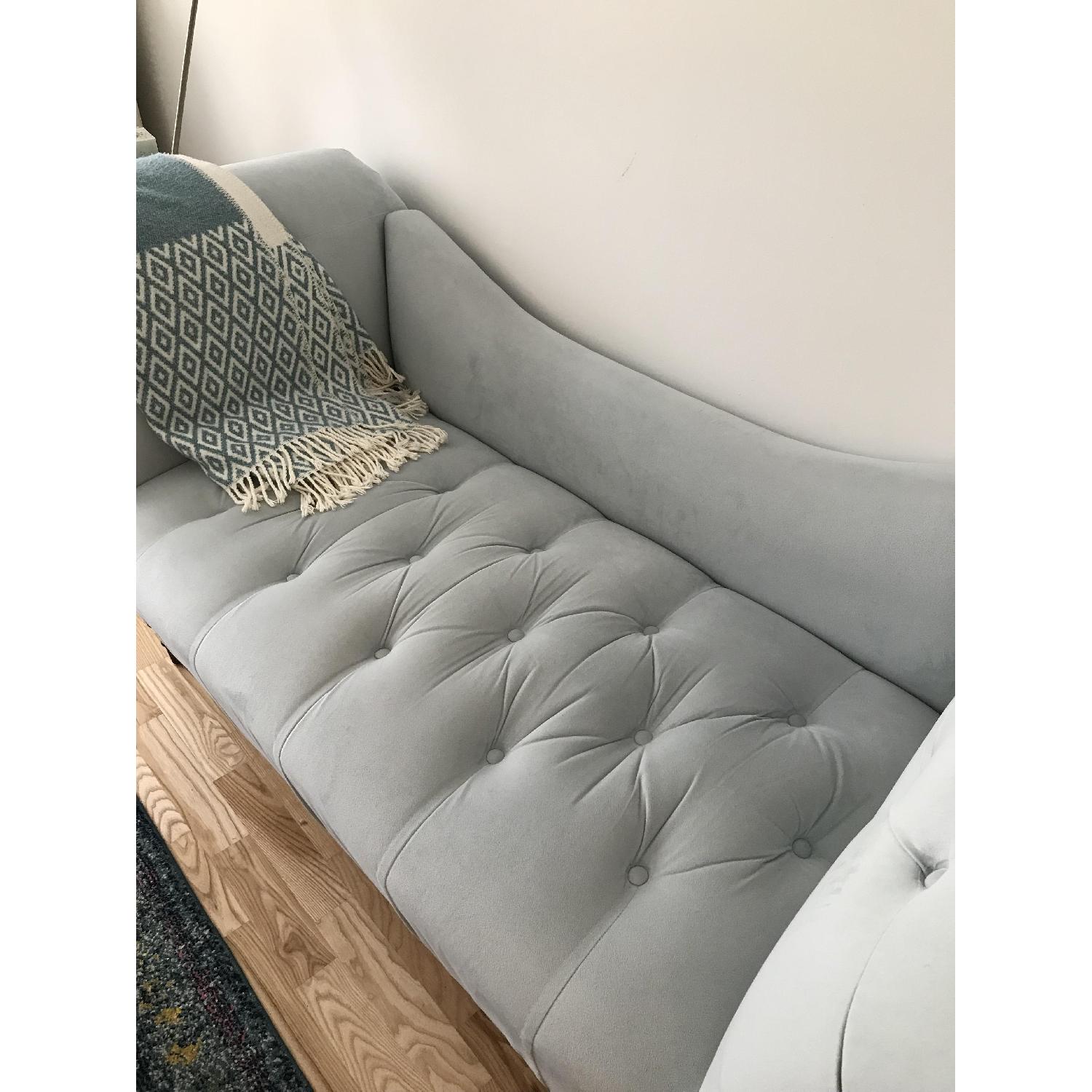 Willa Arlo Interiors Tuffed Light Blue Velvet Sofa - image-1
