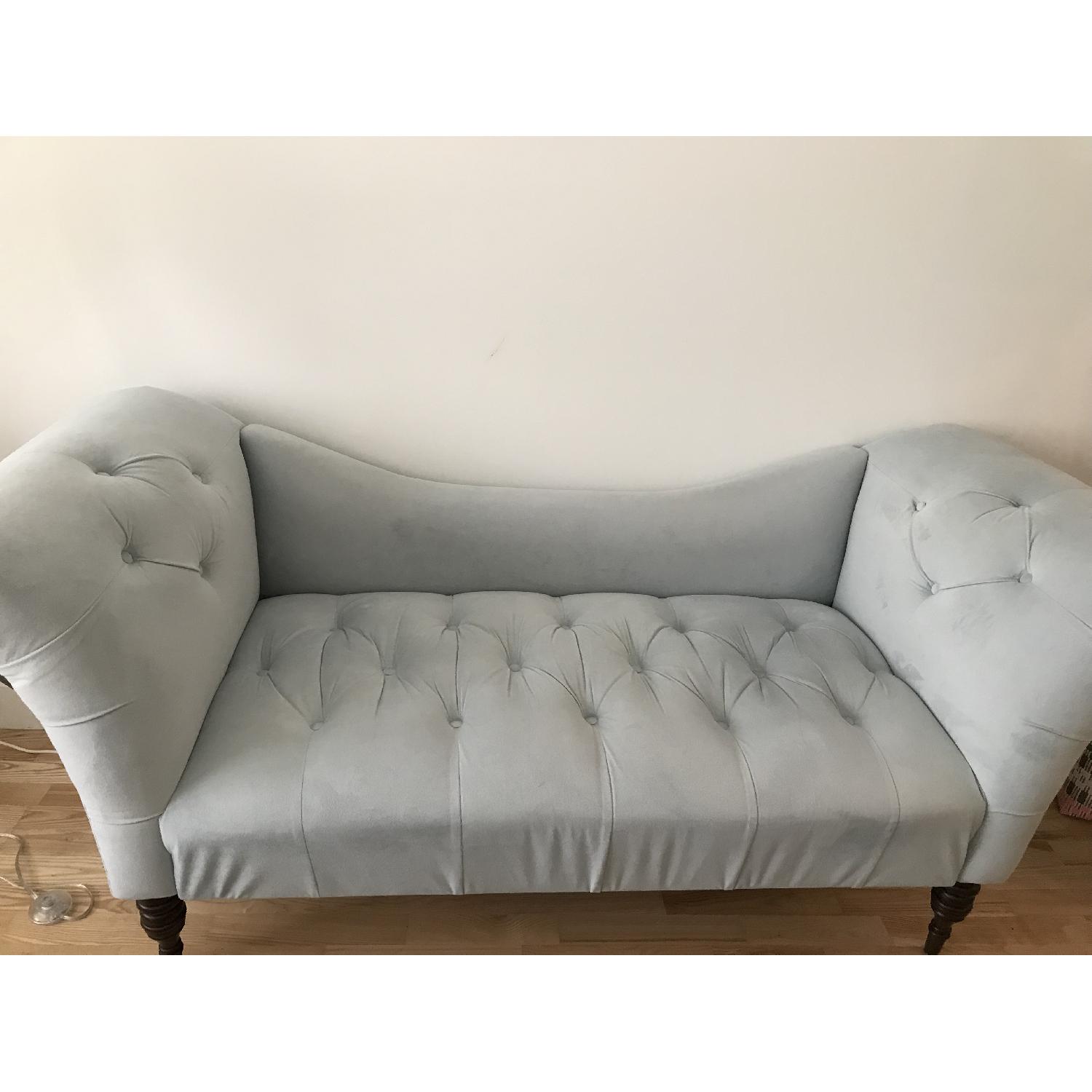 Willa Arlo Interiors Tuffed Light Blue Velvet Sofa - image-2
