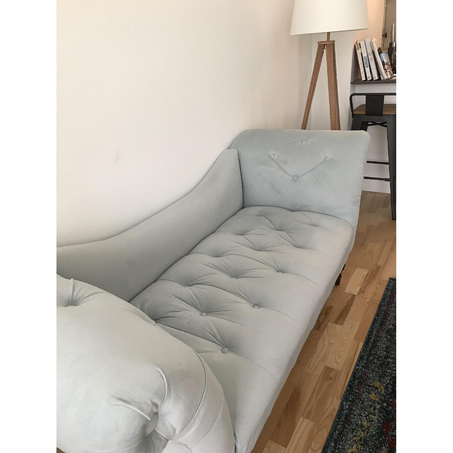 Willa Arlo Interiors Tuffed Light Blue Velvet Sofa - image-3