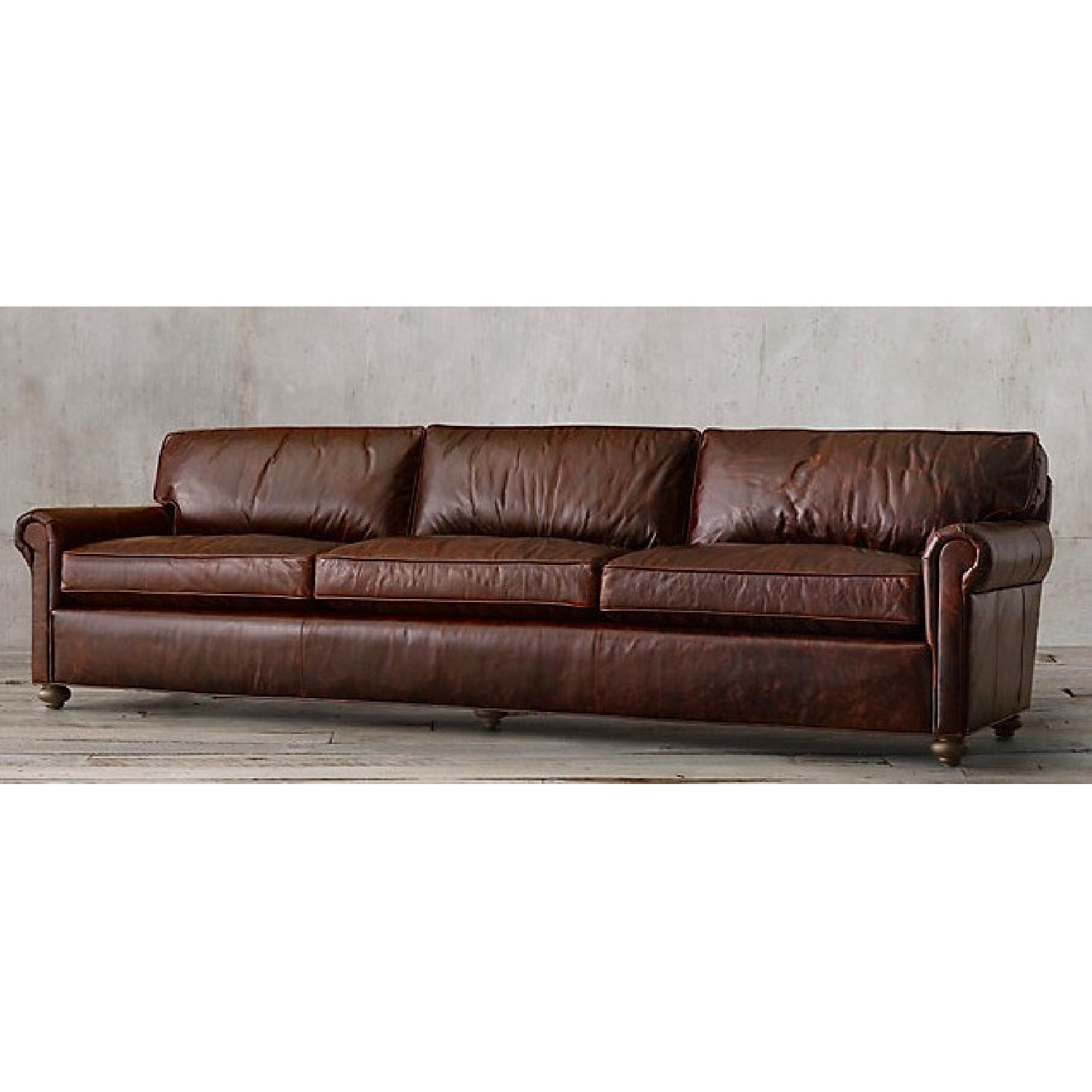 Restoration Hardware Original Lancaster Leather Sofa - image-2