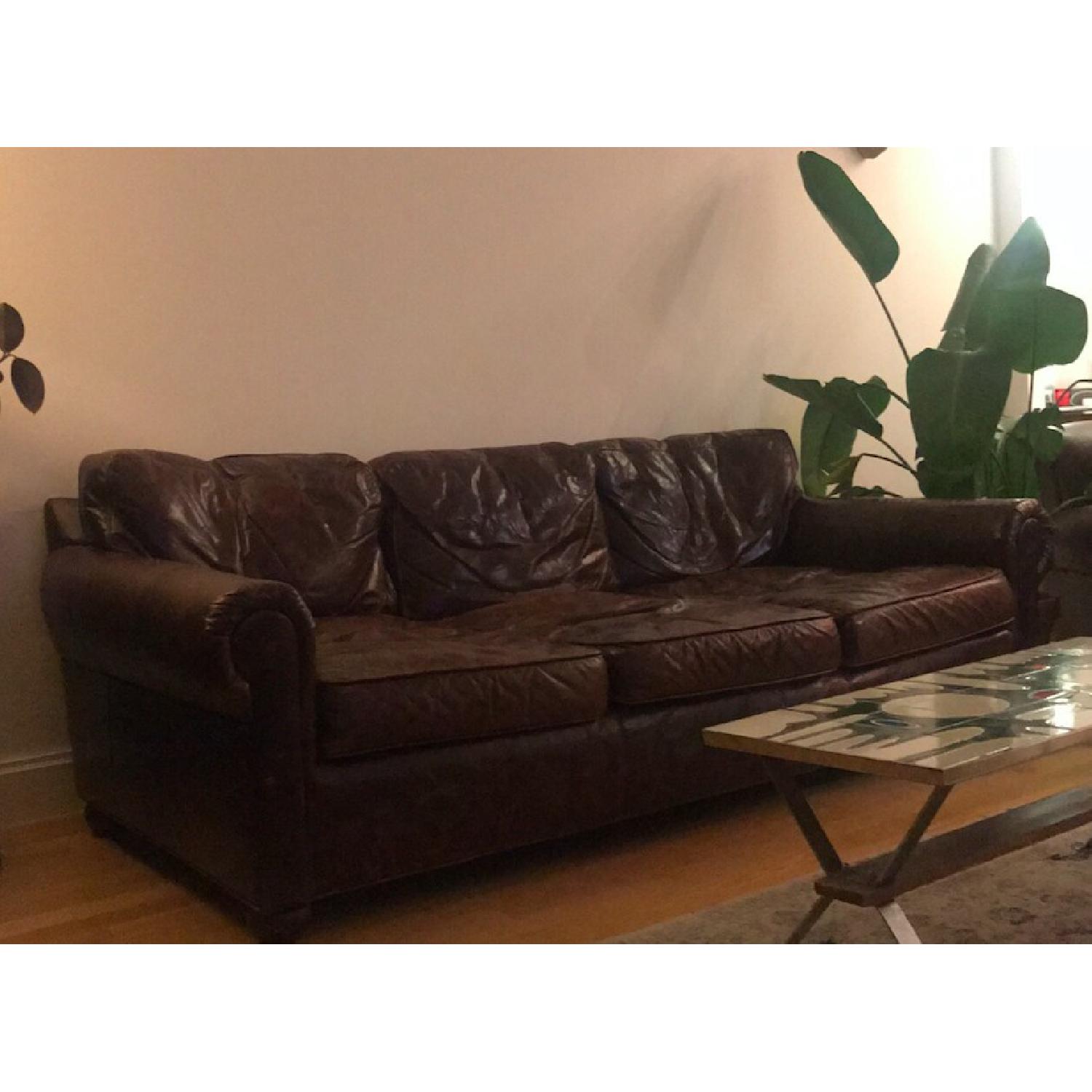 Restoration Hardware Original Lancaster Leather Sofa - image-3