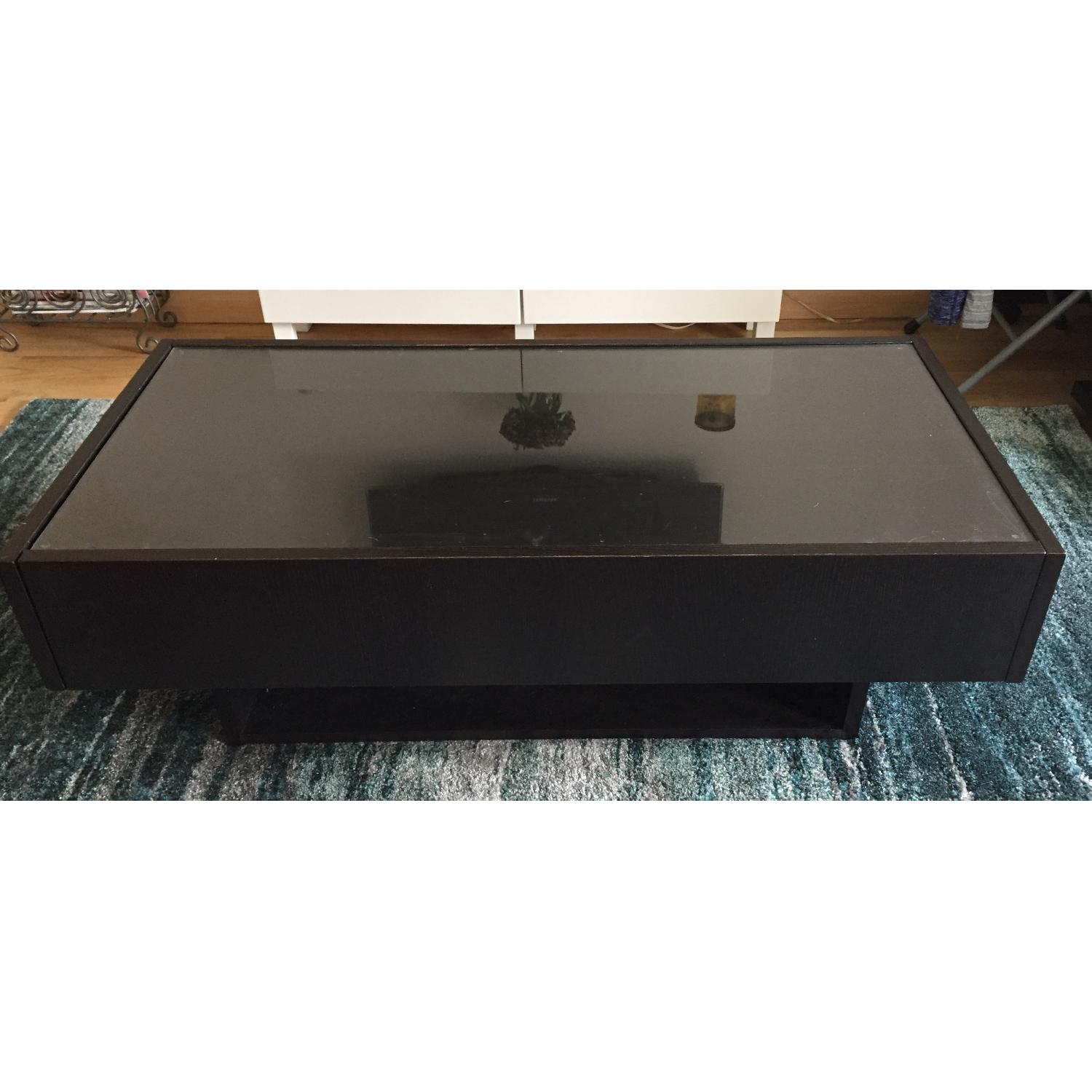 Ikea Rectangle Glass Top Coffee Table in Dark Brown - image-1