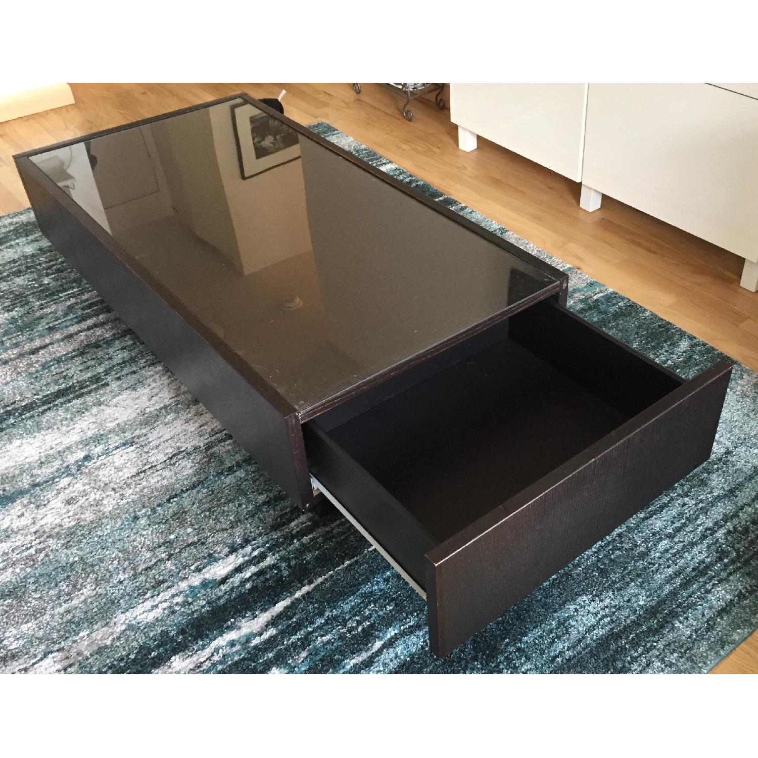 Ikea Rectangle Glass Top Coffee Table in Dark Brown - image-2