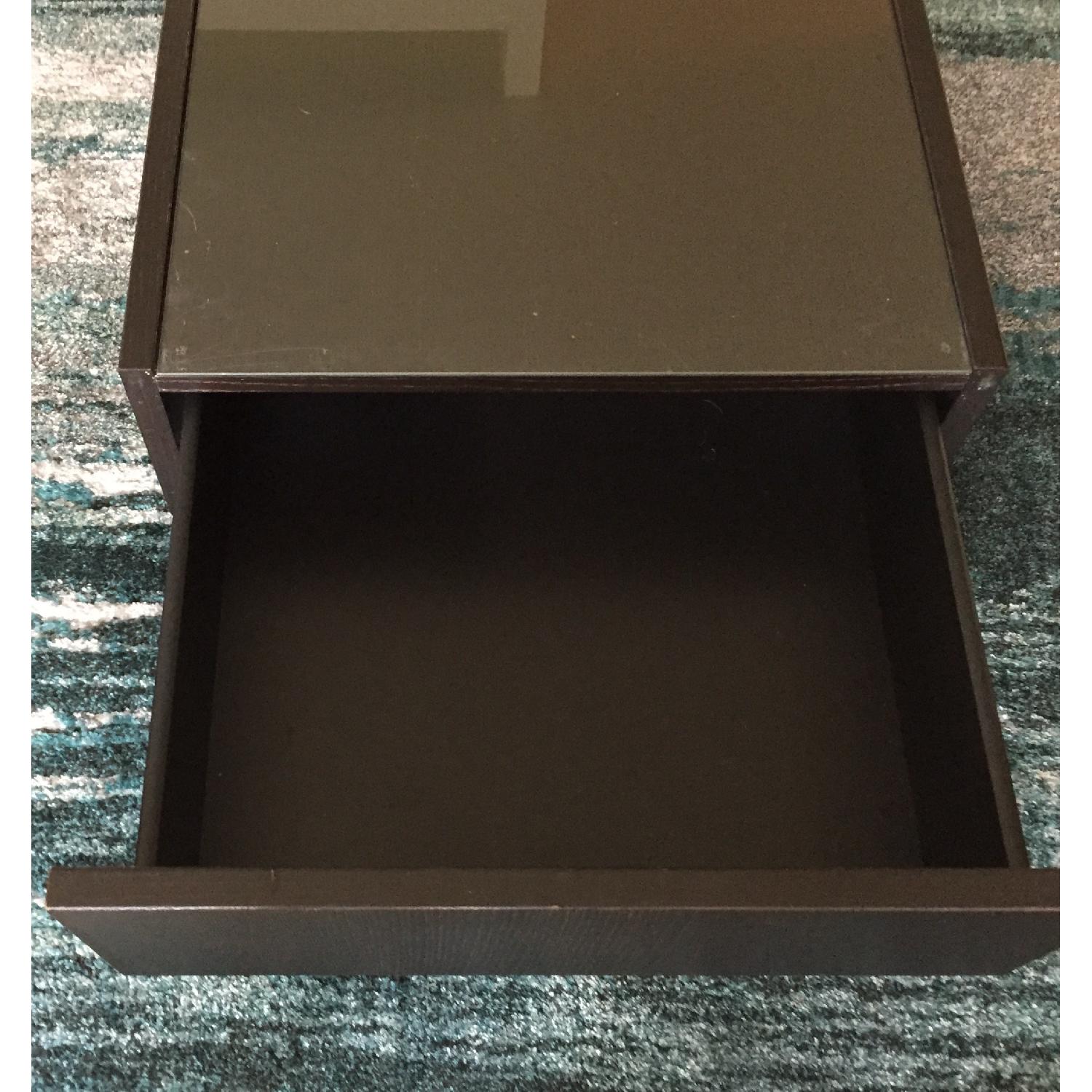 Ikea Rectangle Glass Top Coffee Table in Dark Brown - image-3