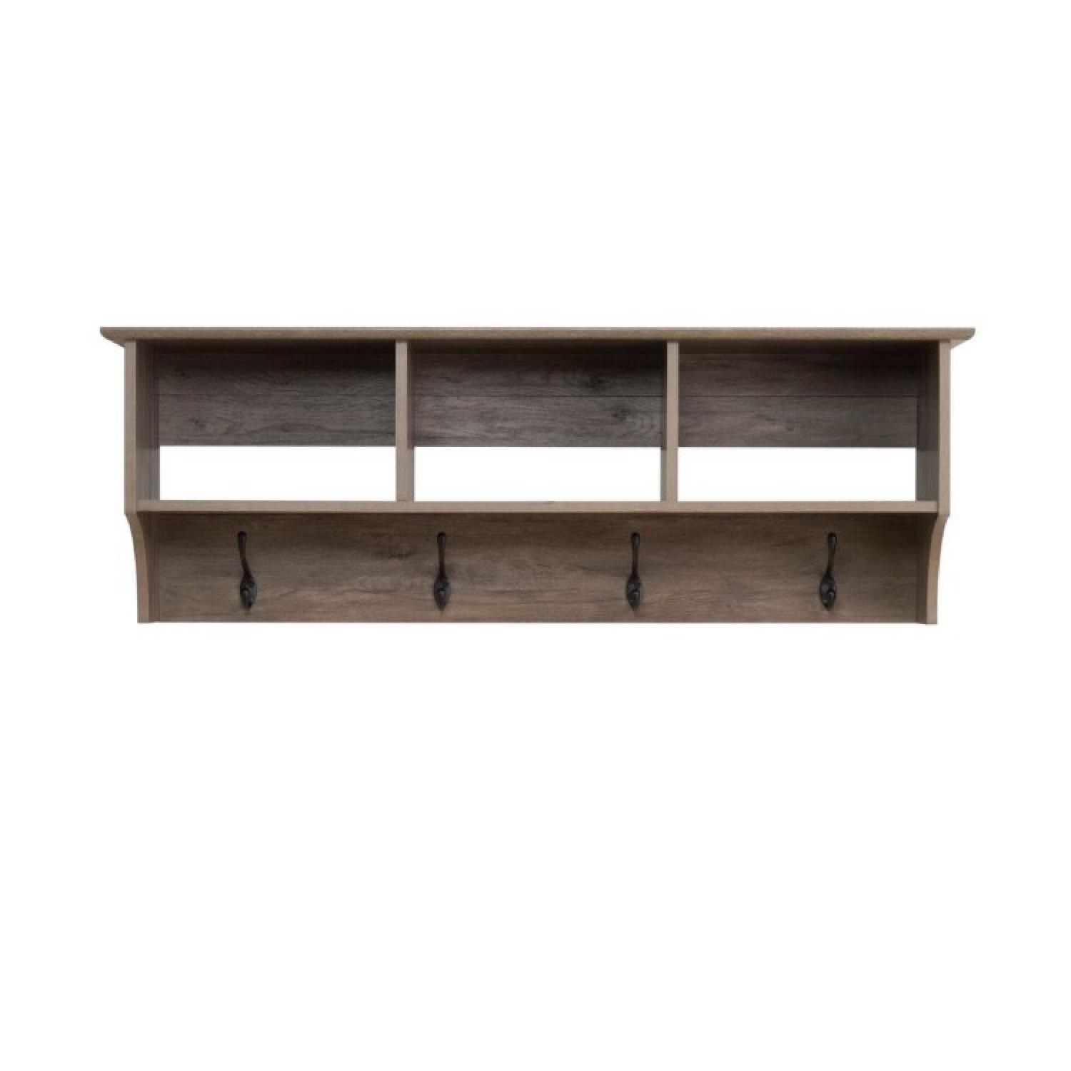 Home Depot Driftwood Grey Wall Coat Rack/Shelving Unit AptDeco