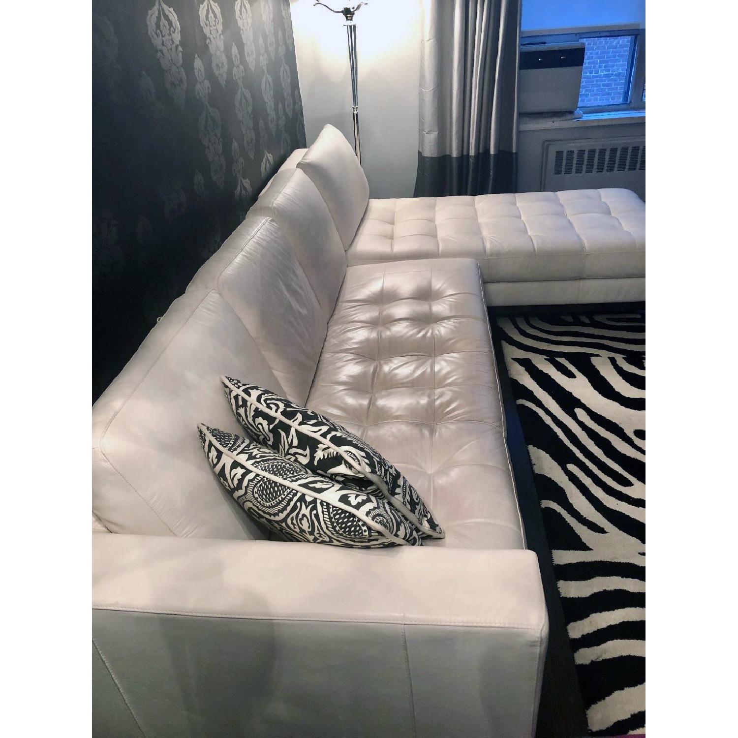 White Italian Leather Sectional Sofa w/ Chaise - image-1