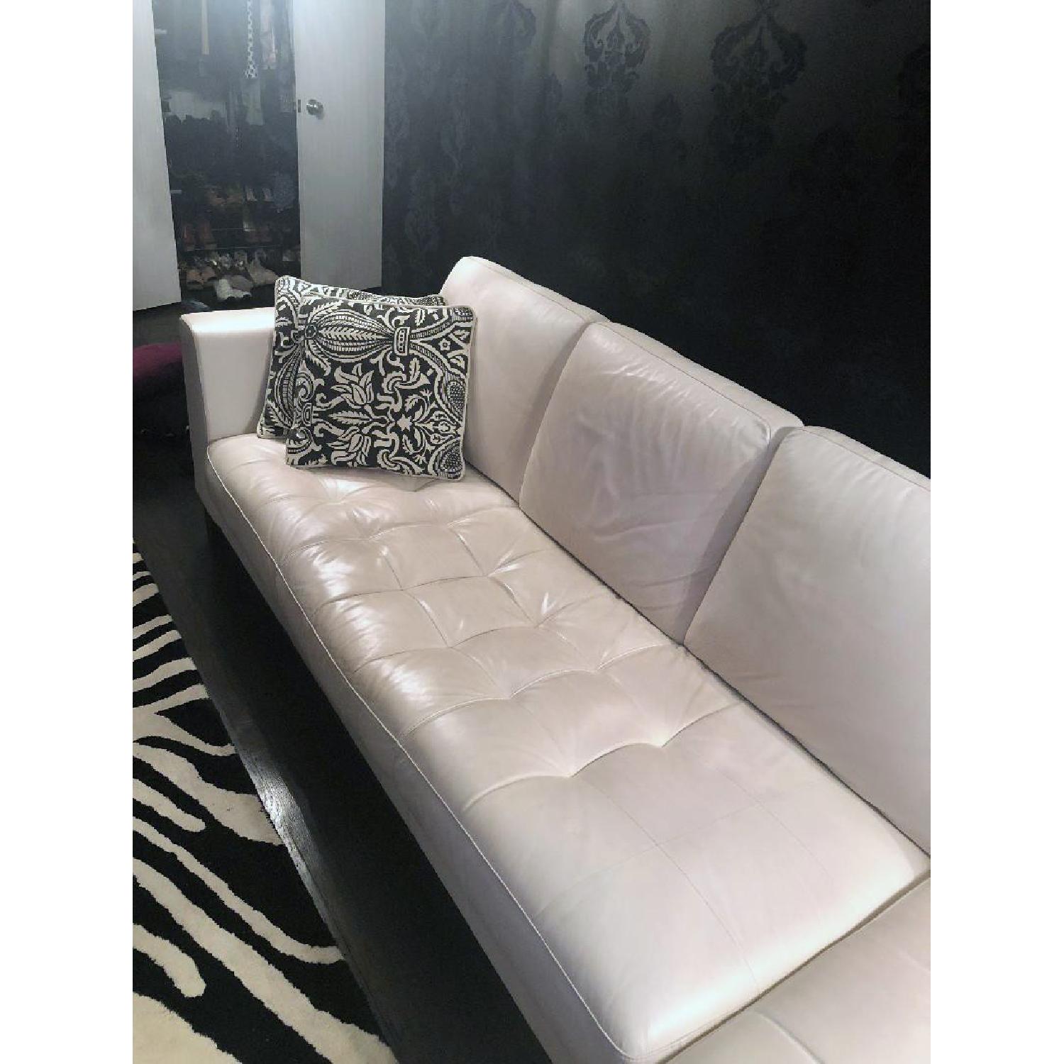 White Italian Leather Sectional Sofa w/ Chaise - image-2