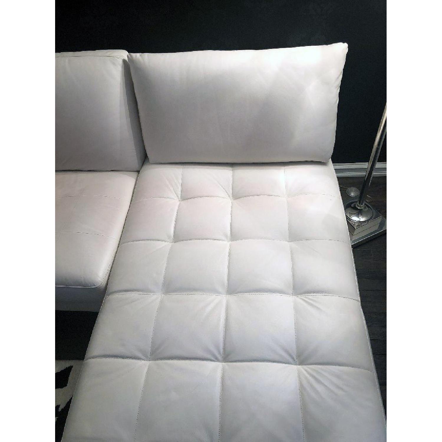 White Italian Leather Sectional Sofa w/ Chaise - image-4