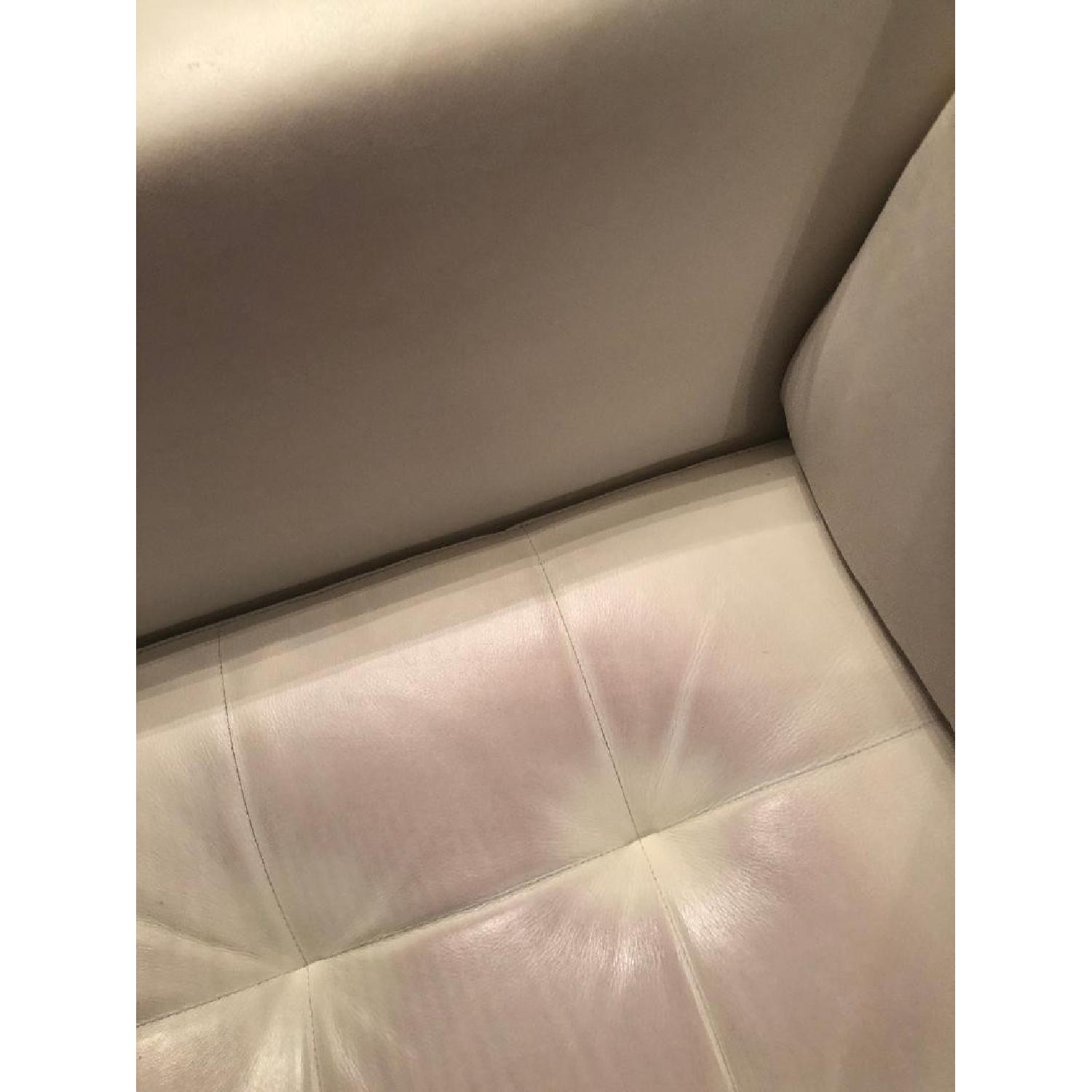 White Italian Leather Sectional Sofa w/ Chaise - image-5