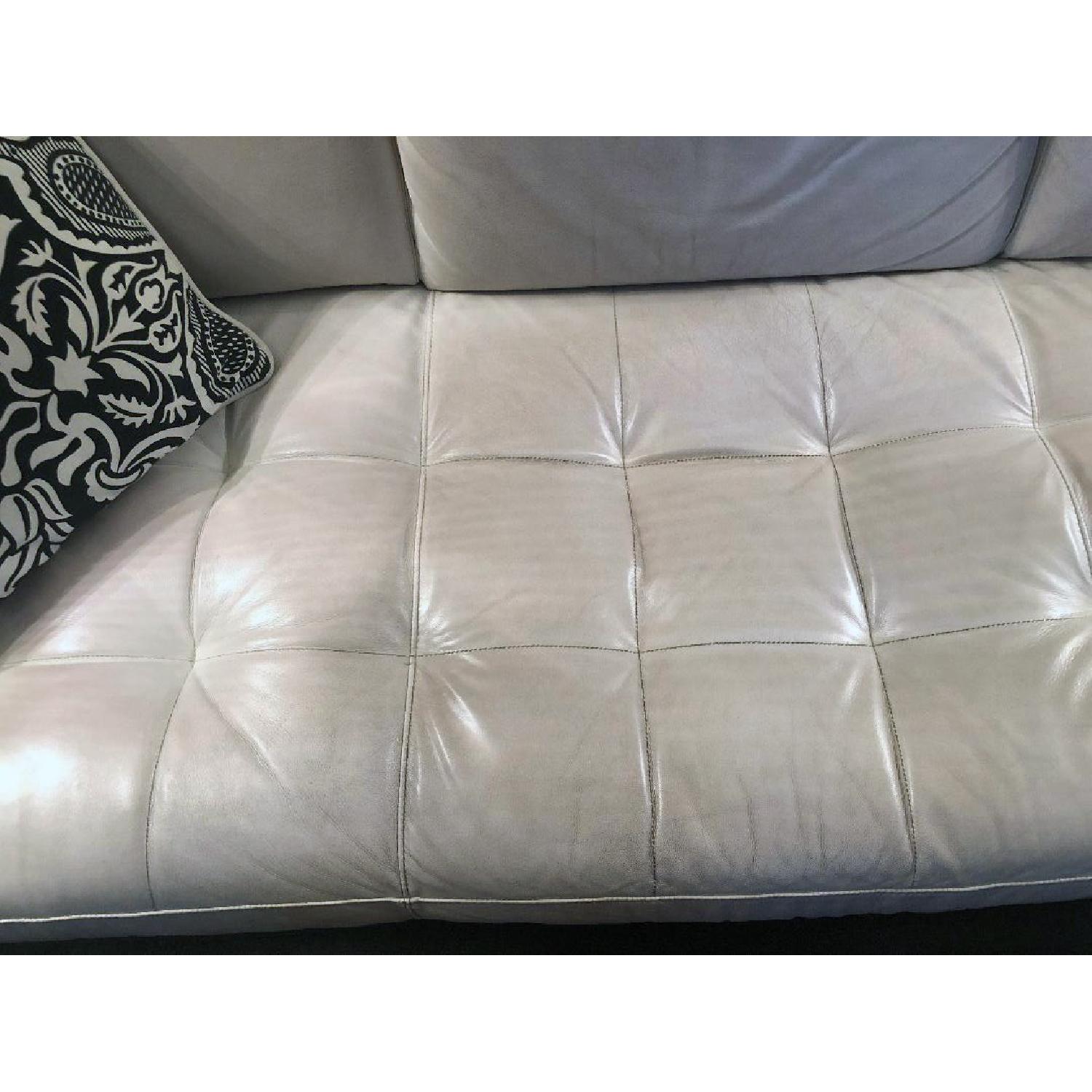White Italian Leather Sectional Sofa w/ Chaise - image-7
