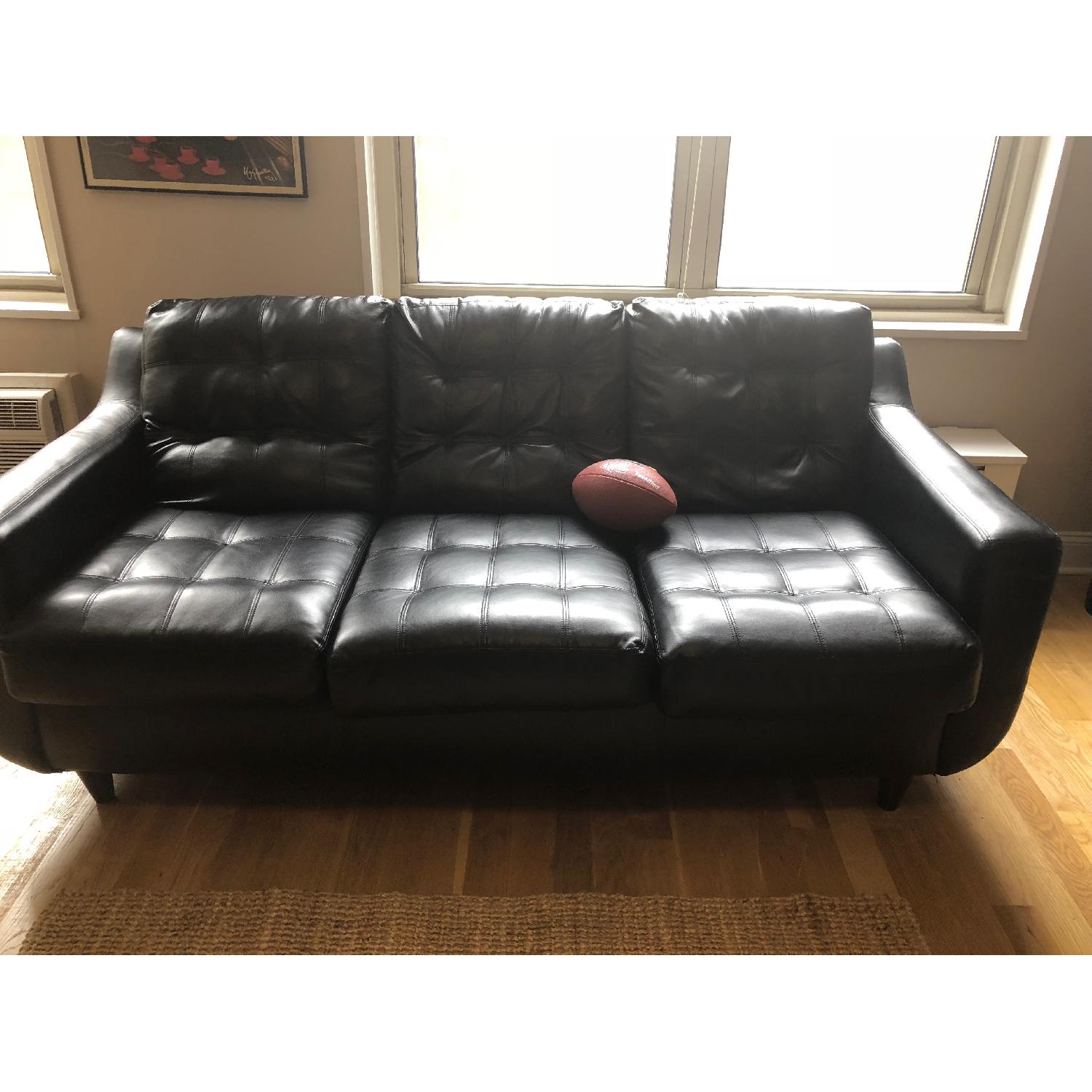 Bob's Roxy Black Faux Leather Sofa - image-1