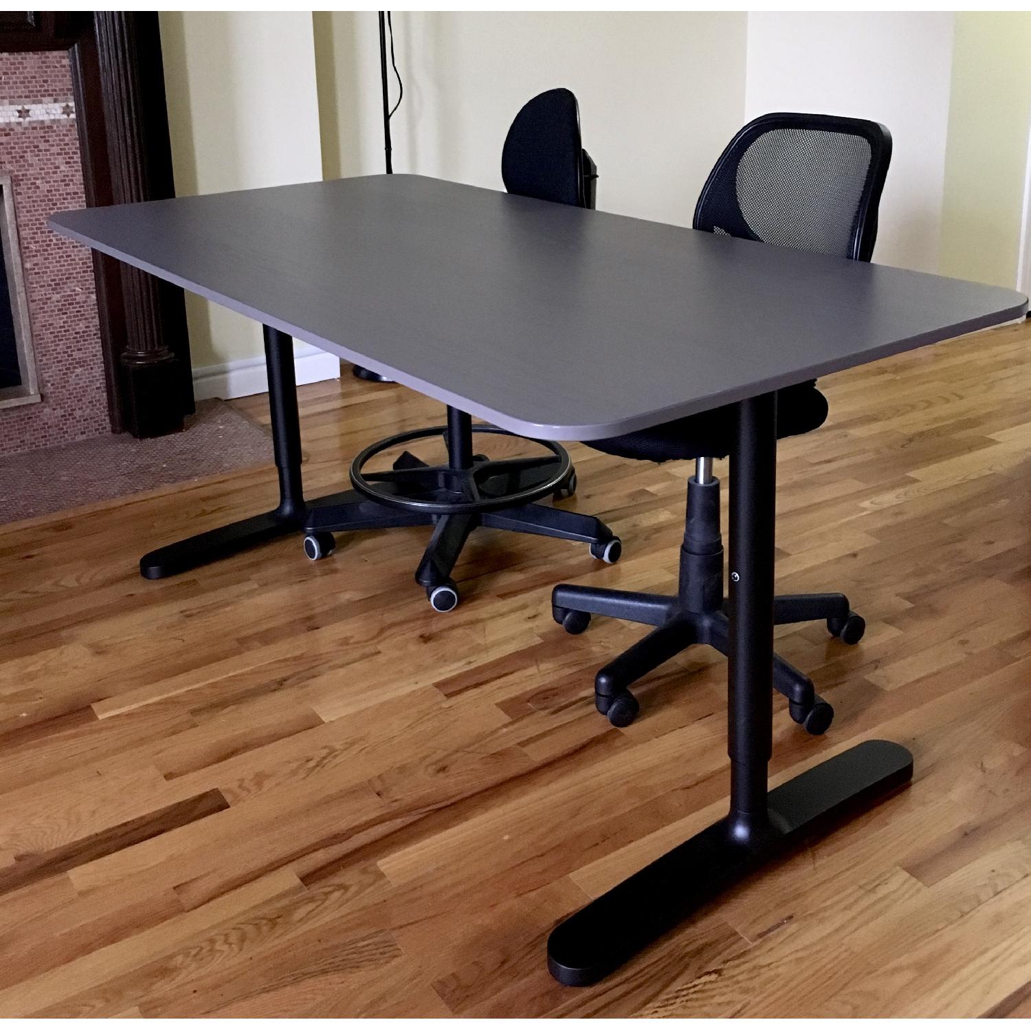 Ikea Dark Grey Tabletop Desk AptDeco
