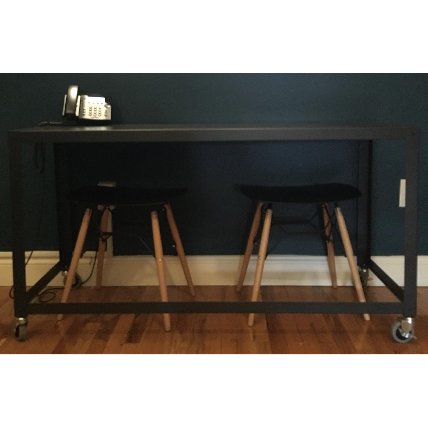 CB2 GoCart Rolling Console Table in Charcoal AptDeco