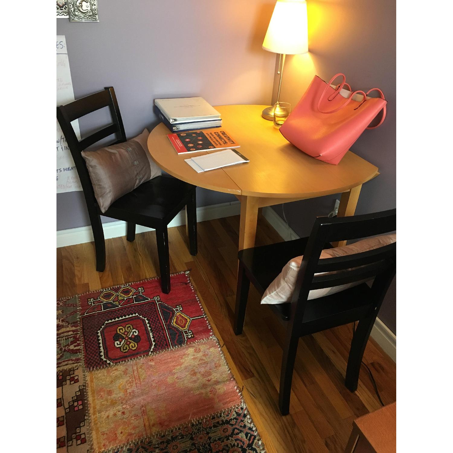 Small Circular Drop-Leaf Side Table - image-1