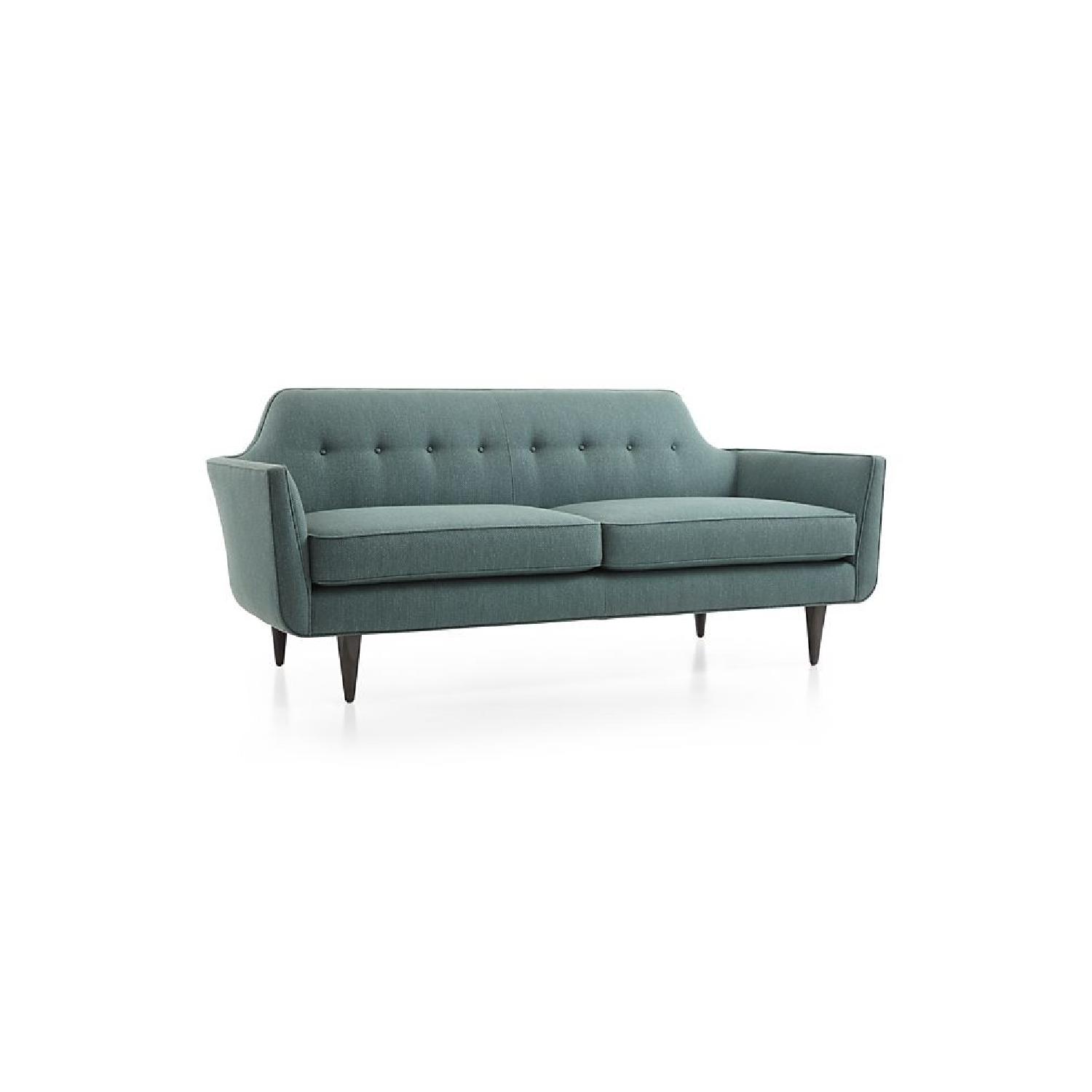 Crate & Barrel Gia Teal Blue Green Modern Tufted Sofa - image-2
