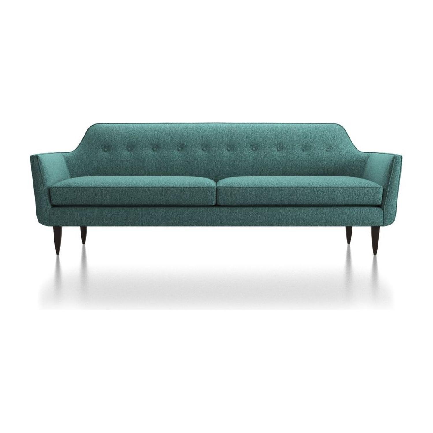 Crate & Barrel Gia Teal Blue Green Modern Tufted Sofa - image-5