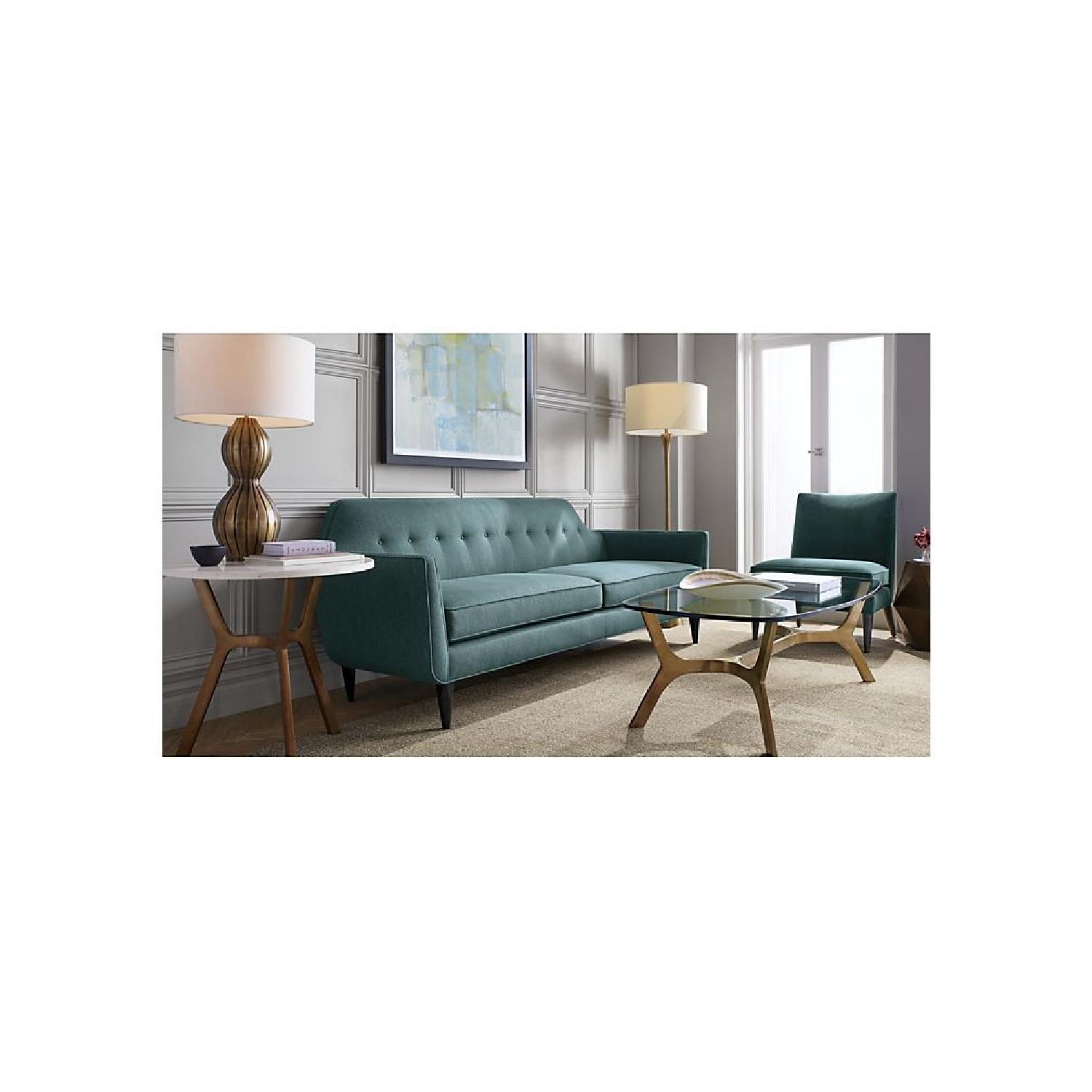 Crate & Barrel Gia Teal Blue Green Modern Tufted Sofa - image-7
