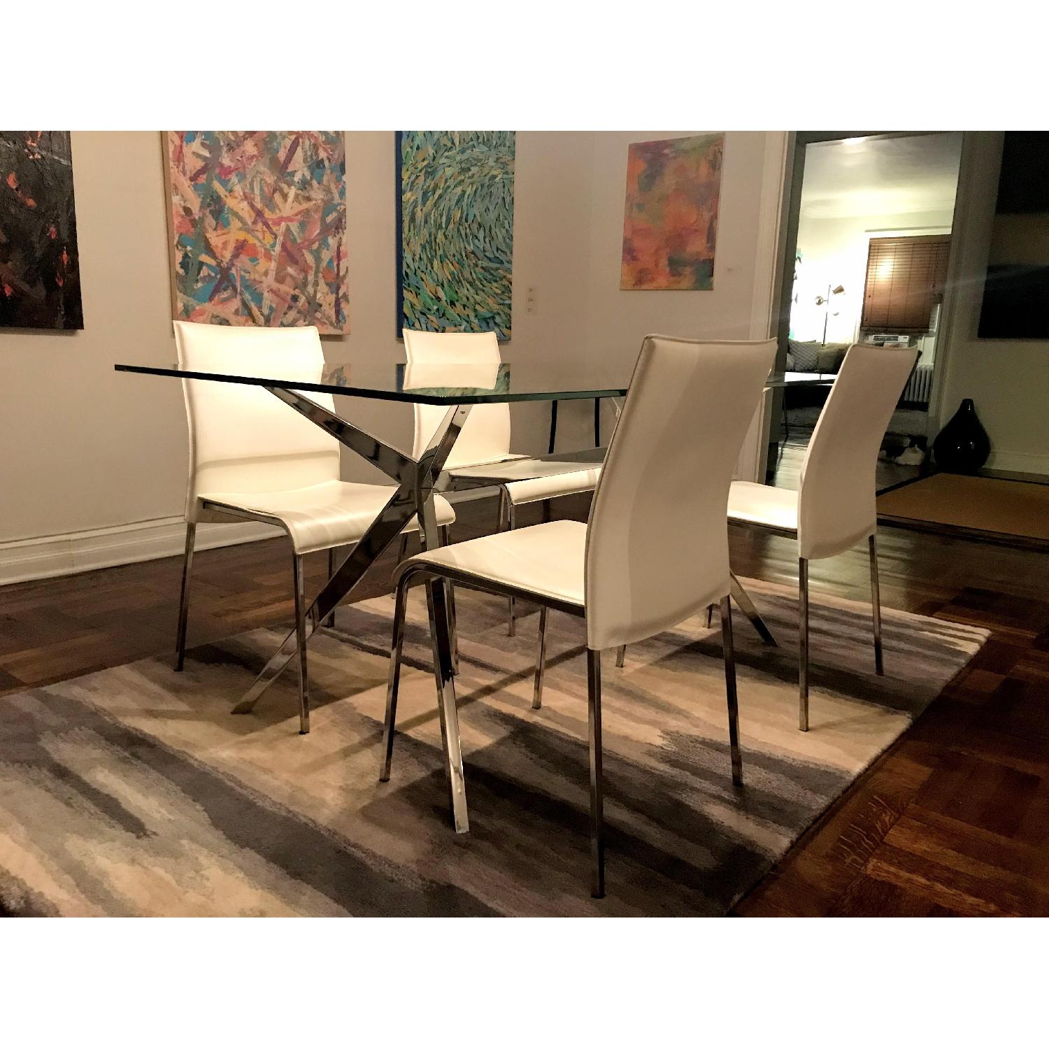 Calligaris Seven Dining Table w/ 4 Leather Chairs - image-2