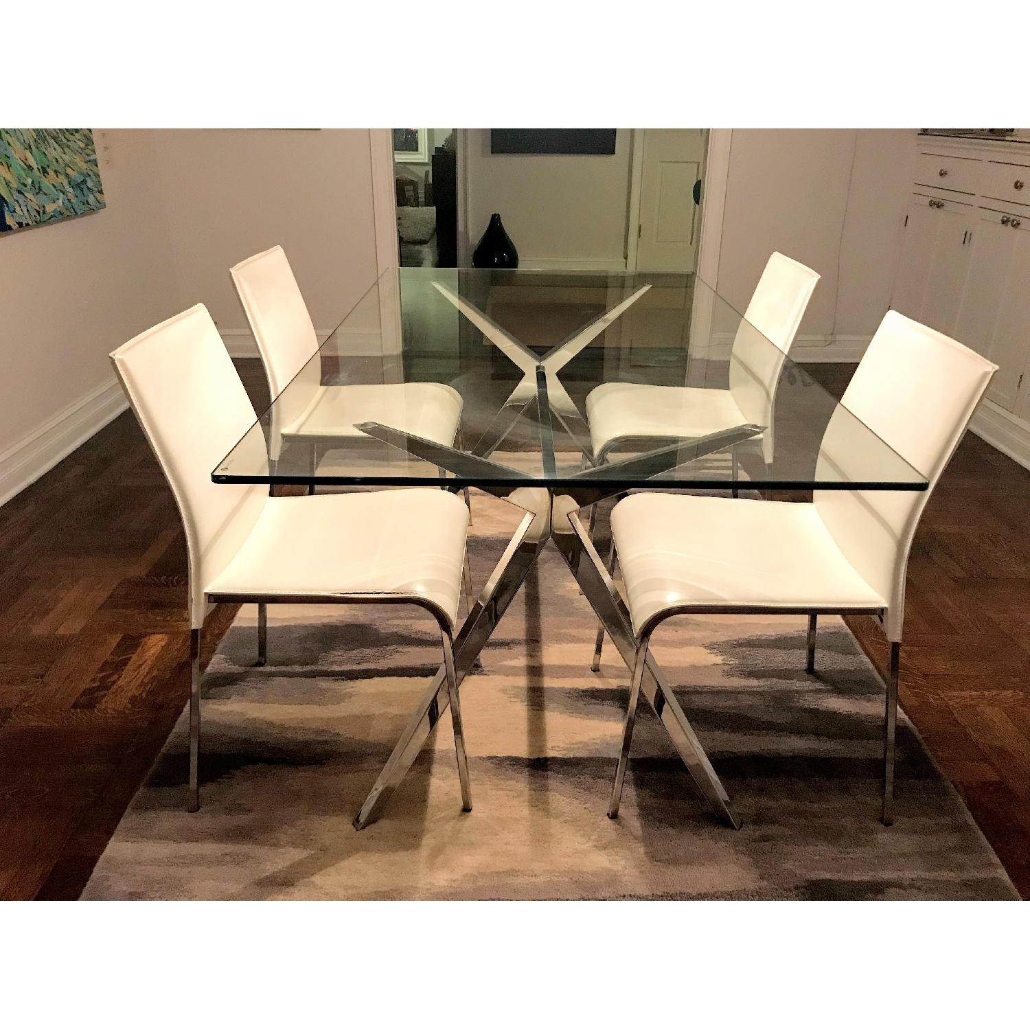 Calligaris Seven Dining Table w/ 4 Leather Chairs - image-3