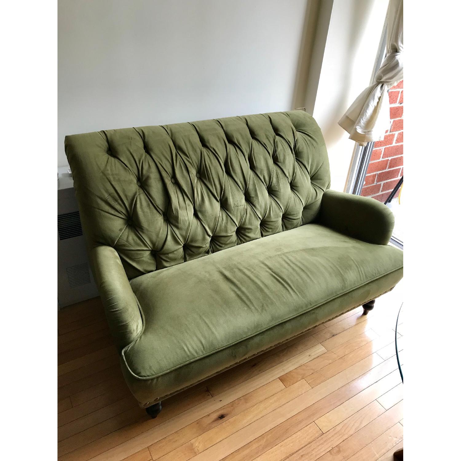 Pier 1 Chas Velvet Loveseat & Ottoman - image-1