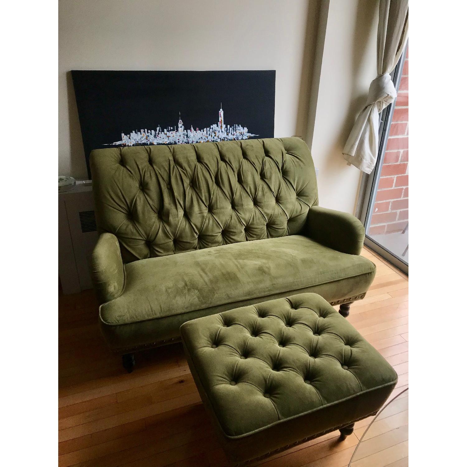 Pier 1 Chas Velvet Loveseat & Ottoman - image-2