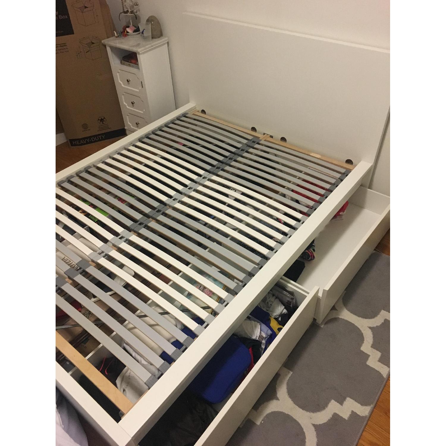 Ikea Brimnes White Full Size Storage Bed Frame w/ Headboard - image-1