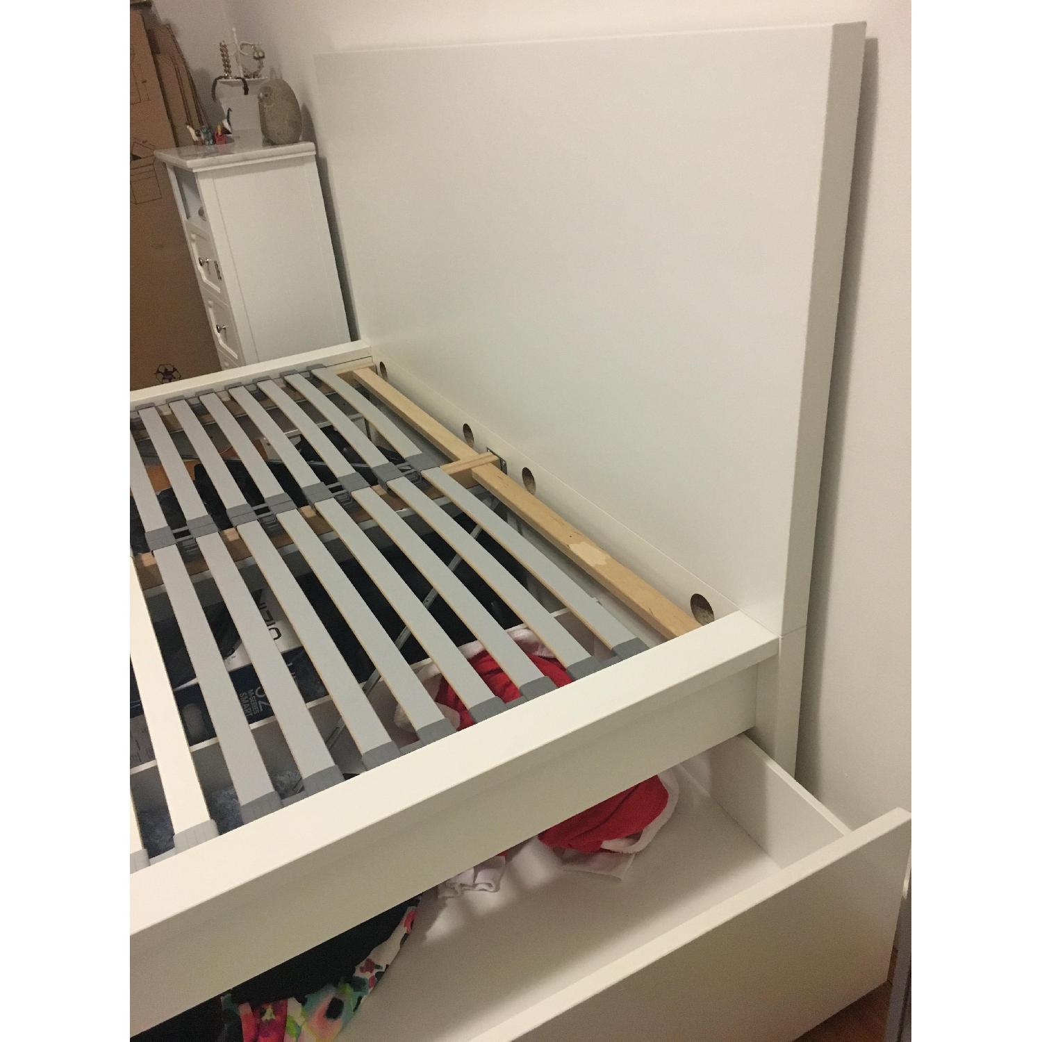 Ikea Brimnes White Full Size Storage Bed Frame w/ Headboard - image-2