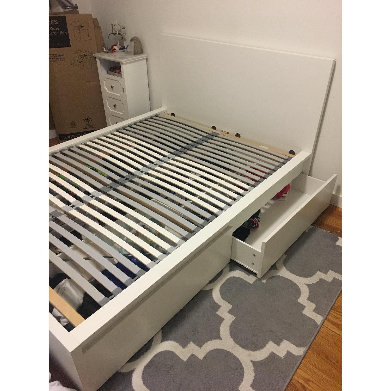 Ikea Brimnes White Full Size Storage Bed Frame w/ Headboard - image-3