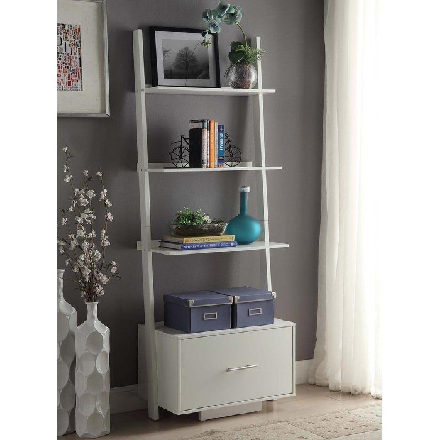 Convenience Concepts Leaning Bookcase w/ File Drawer - image-1