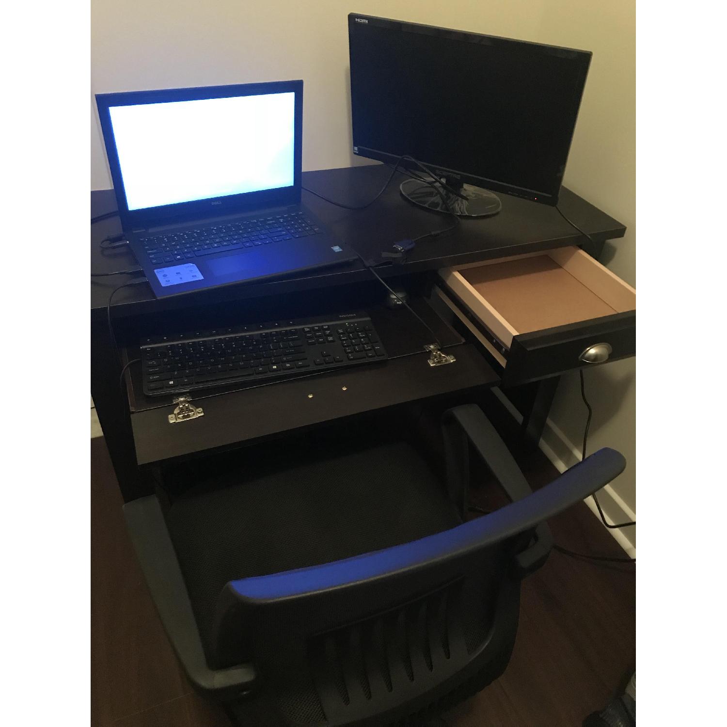 Black Wood Computer Table & Chair - AptDeco