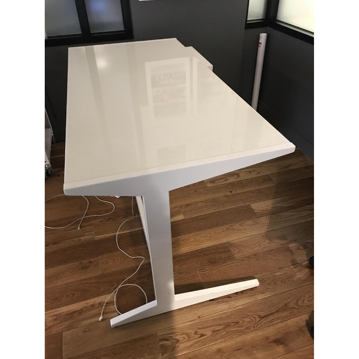 CB2 High Gloss White Desk & Matching File Cabinet - image-2