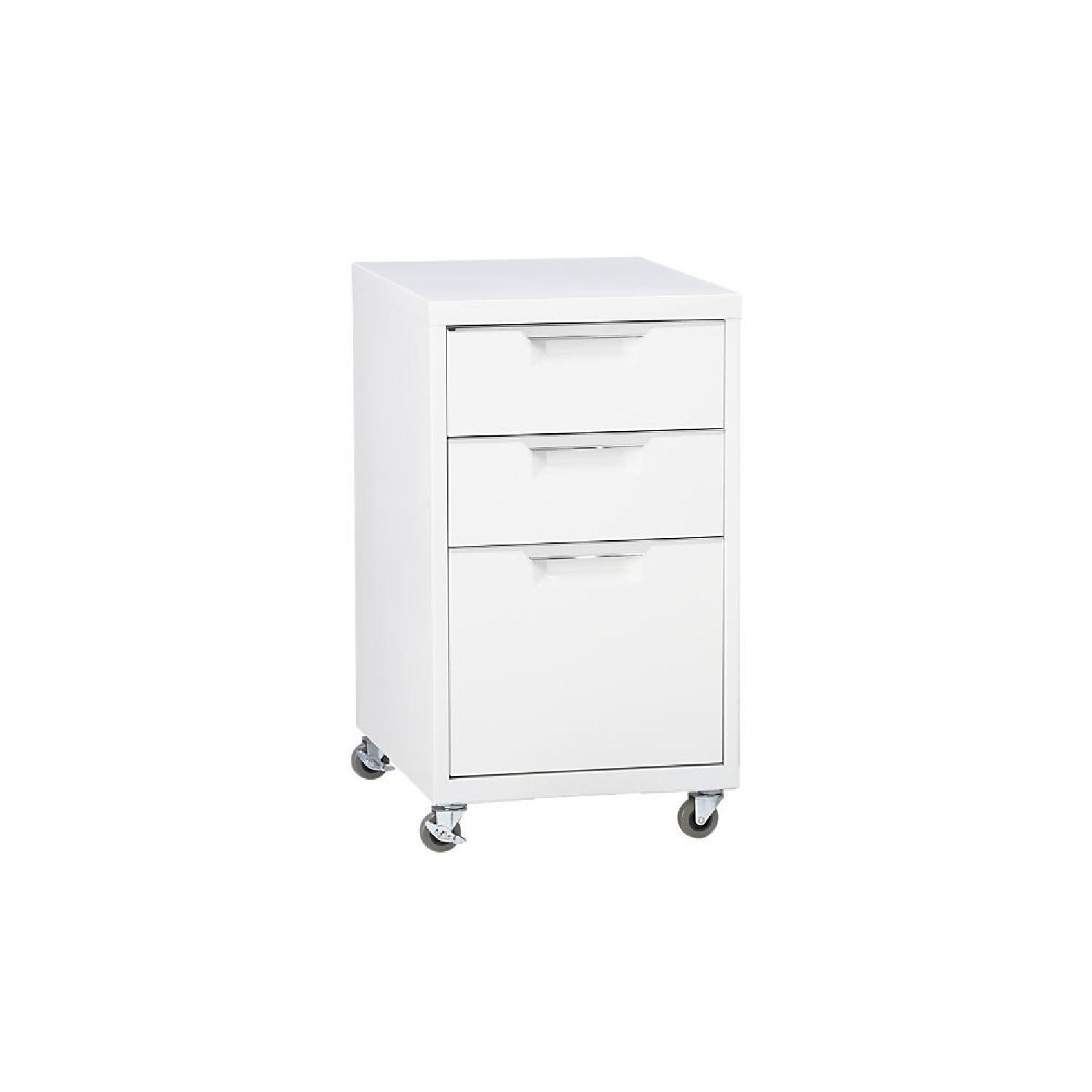 CB2 High Gloss White Desk & Matching File Cabinet - image-6