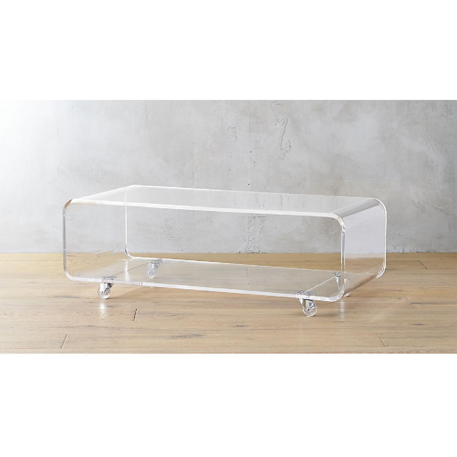 CB2 Acrylic Coffee Table/Media Console - image-1