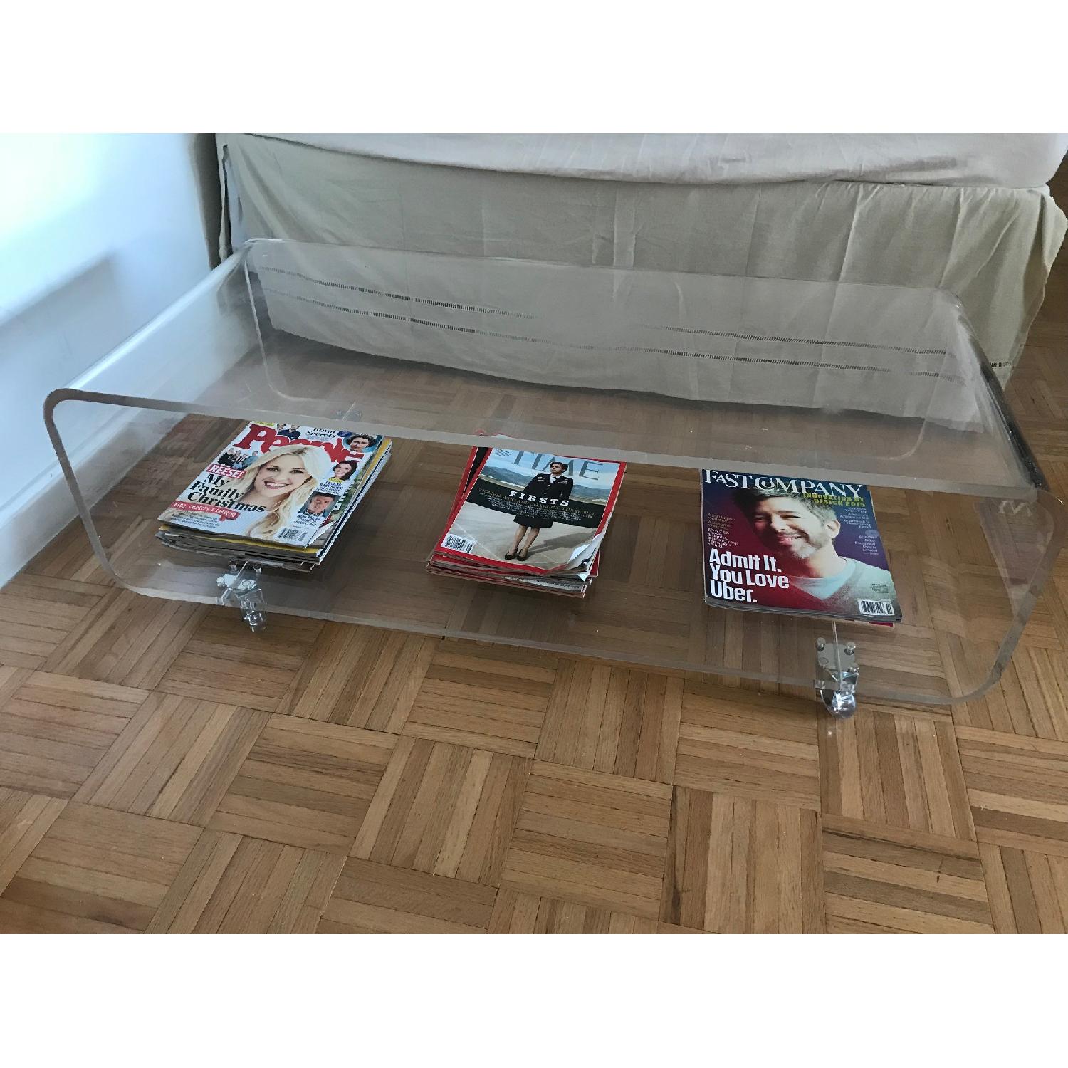 CB2 Acrylic Coffee Table/Media Console - image-2