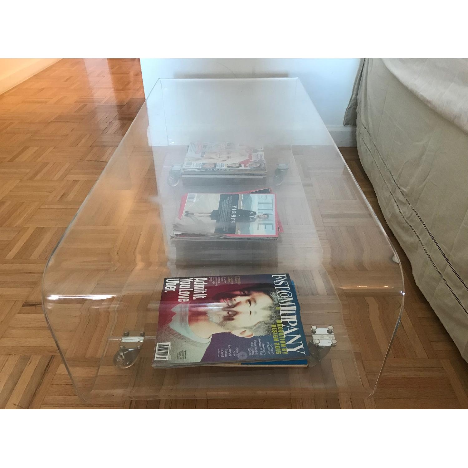 CB2 Acrylic Coffee Table/Media Console - image-3