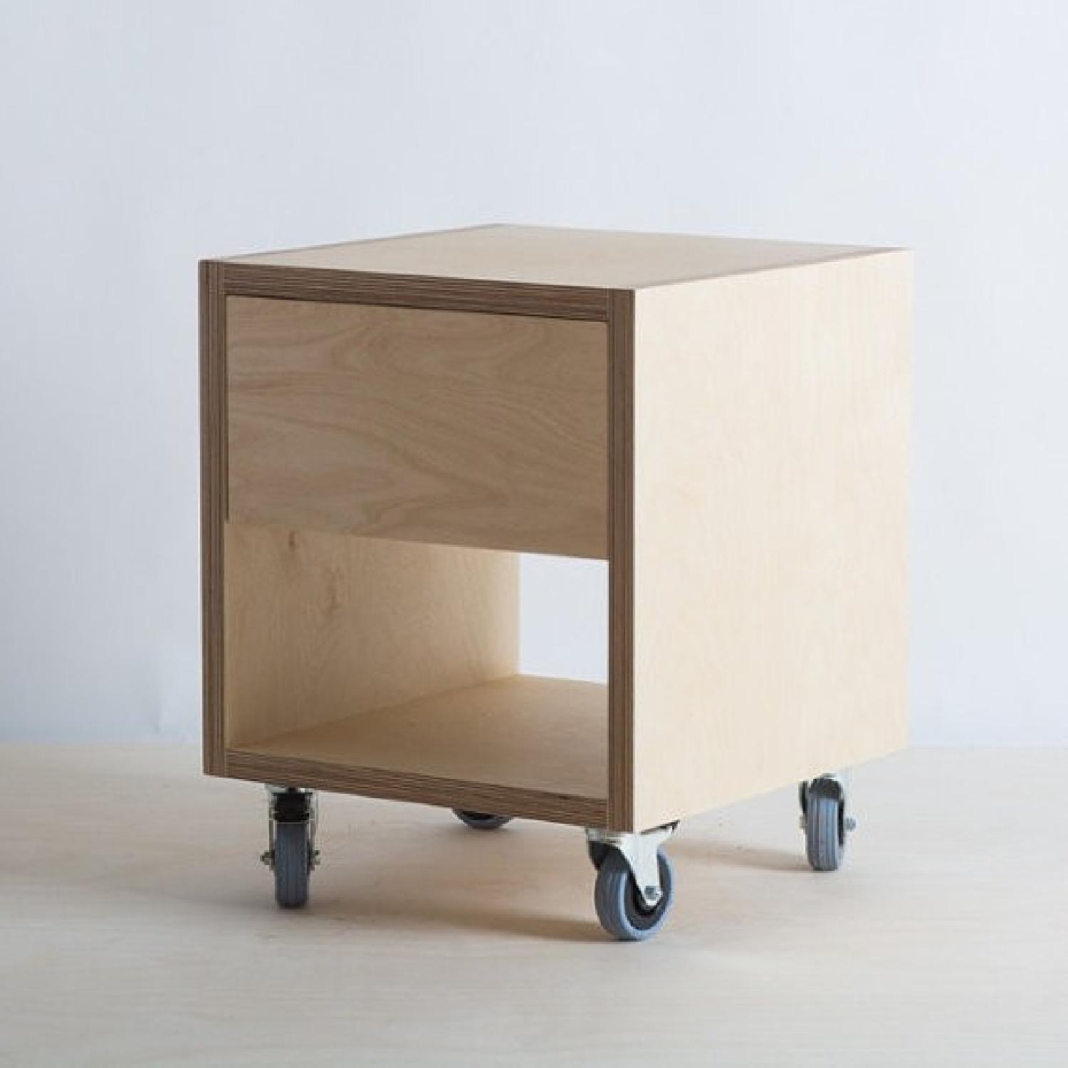 Storage Side Table w/ Drawer on Wheels - image-1