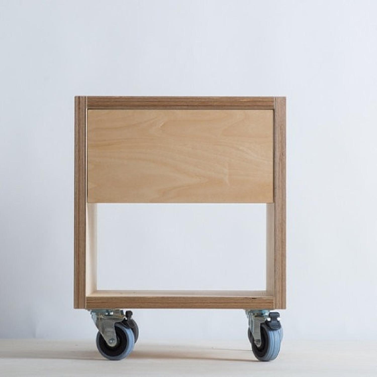 Storage Side Table w/ Drawer on Wheels - image-2