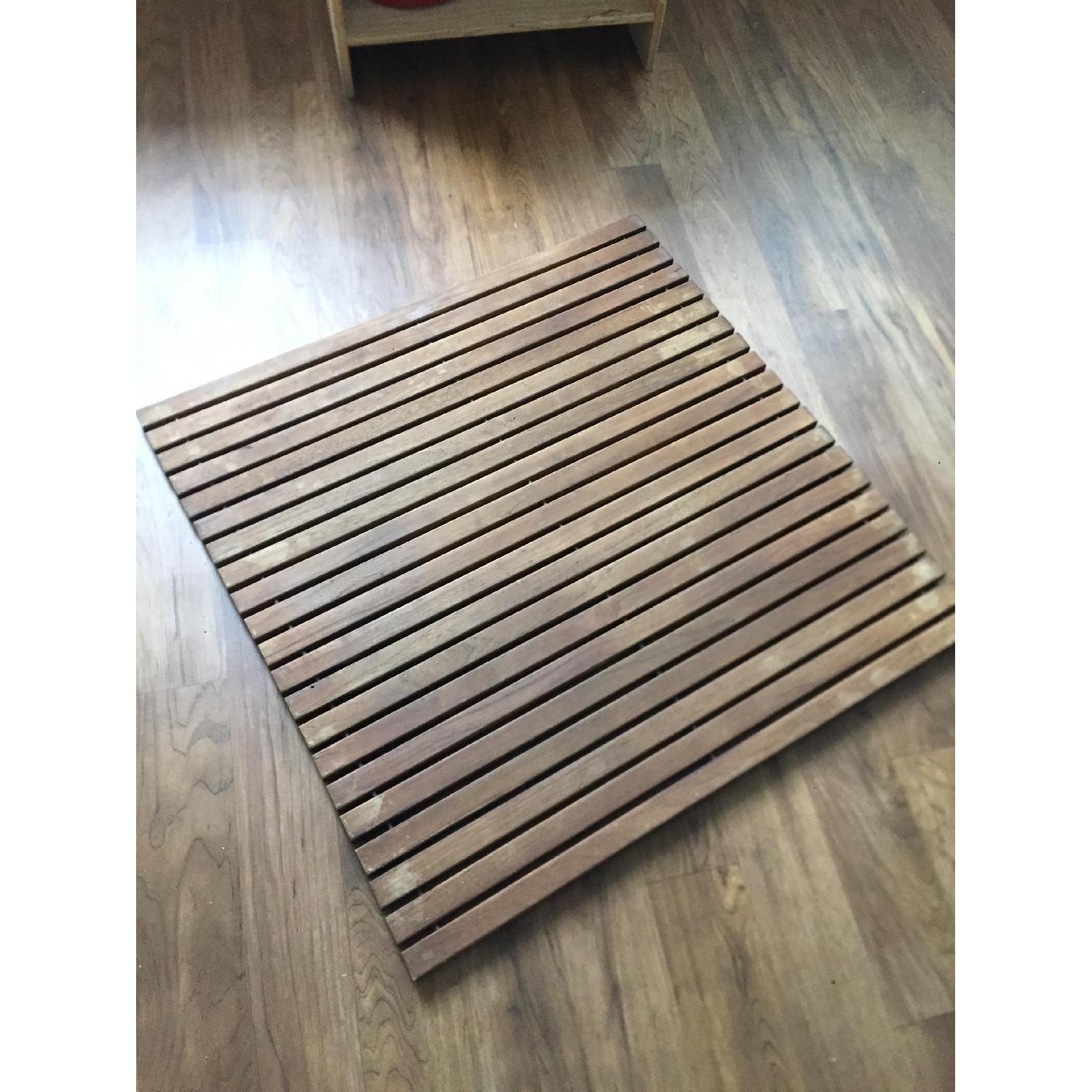 Solid Teak Wood Oiled Finish String Spa Shower Mat - image-1
