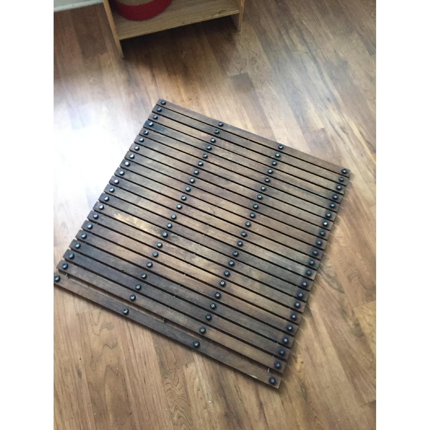 Solid Teak Wood Oiled Finish String Spa Shower Mat - image-2