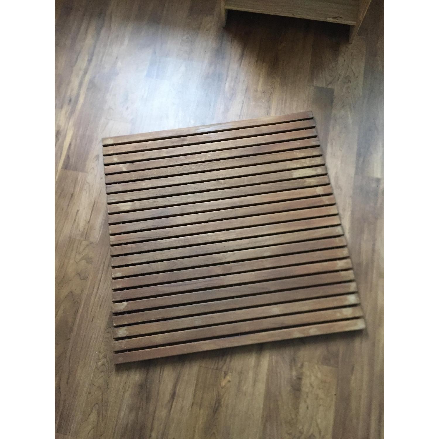 Solid Teak Wood Oiled Finish String Spa Shower Mat - image-3