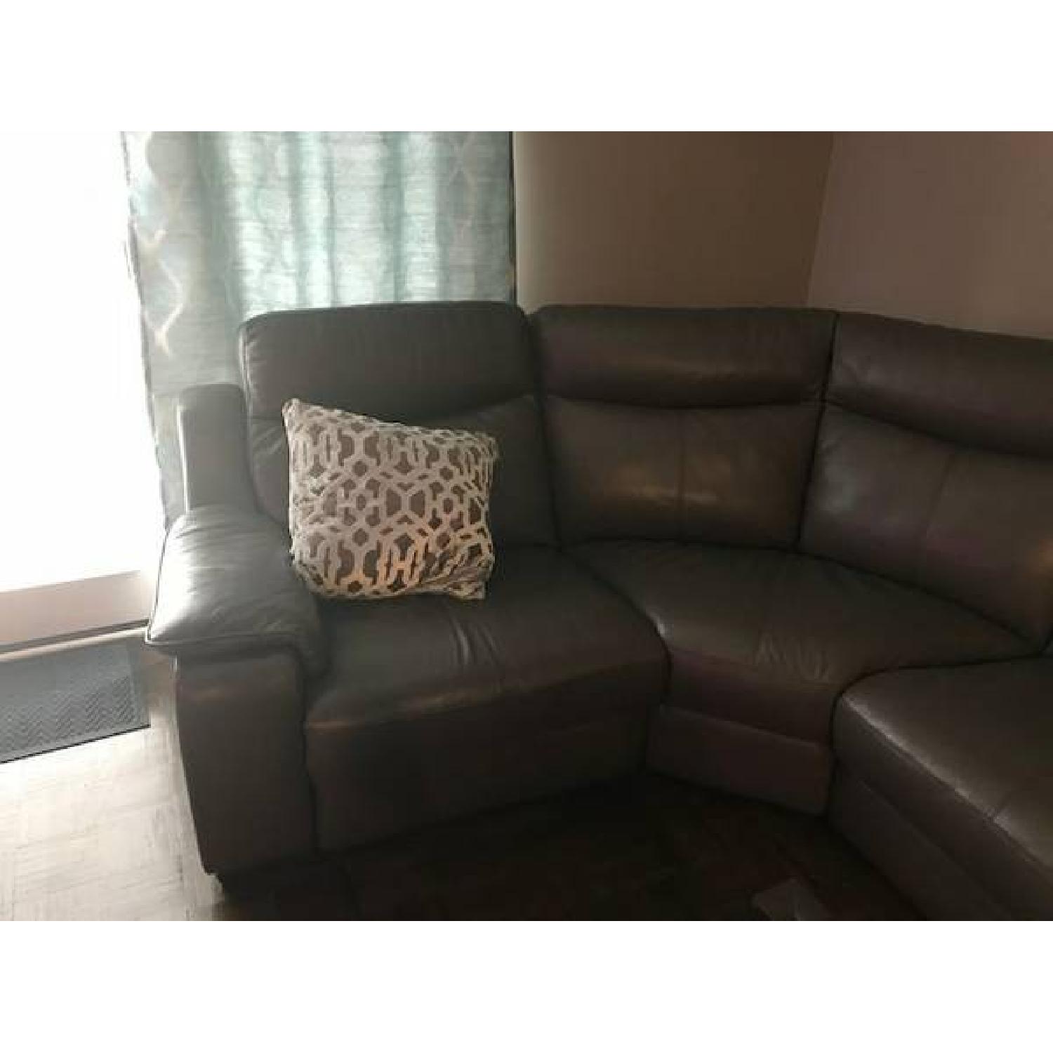 Raymour & Flanigan Leather Sectional w/ 3 Power Recliners - image-2